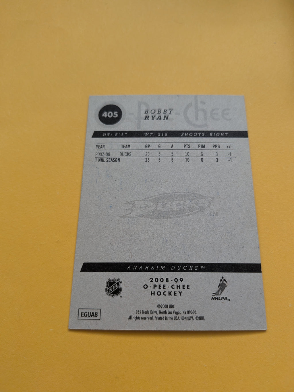 Bobby Ryan Signed Anaheim Ducks Card F