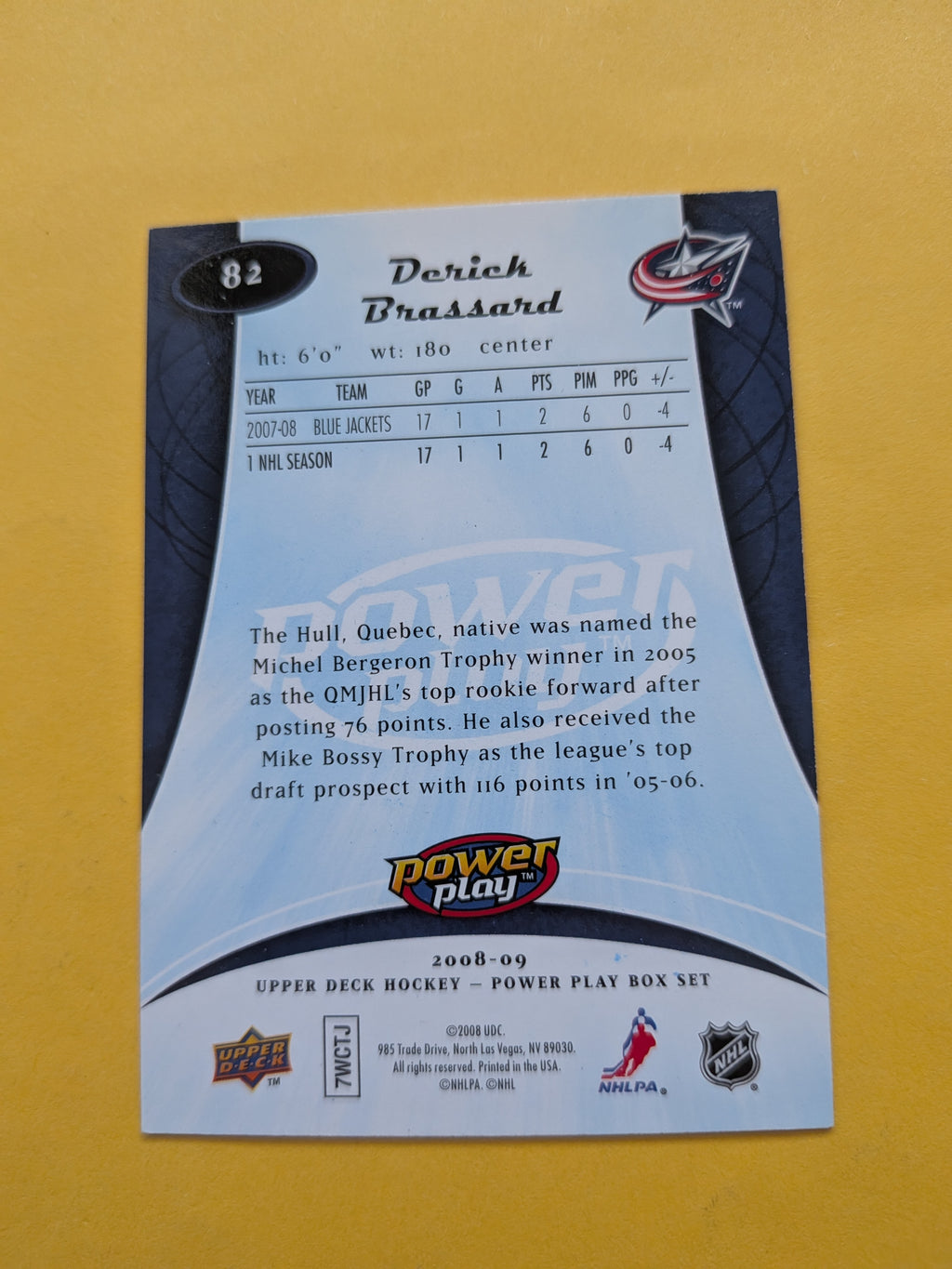Derick Brassard Signed Columbus Blue Jackets Card D