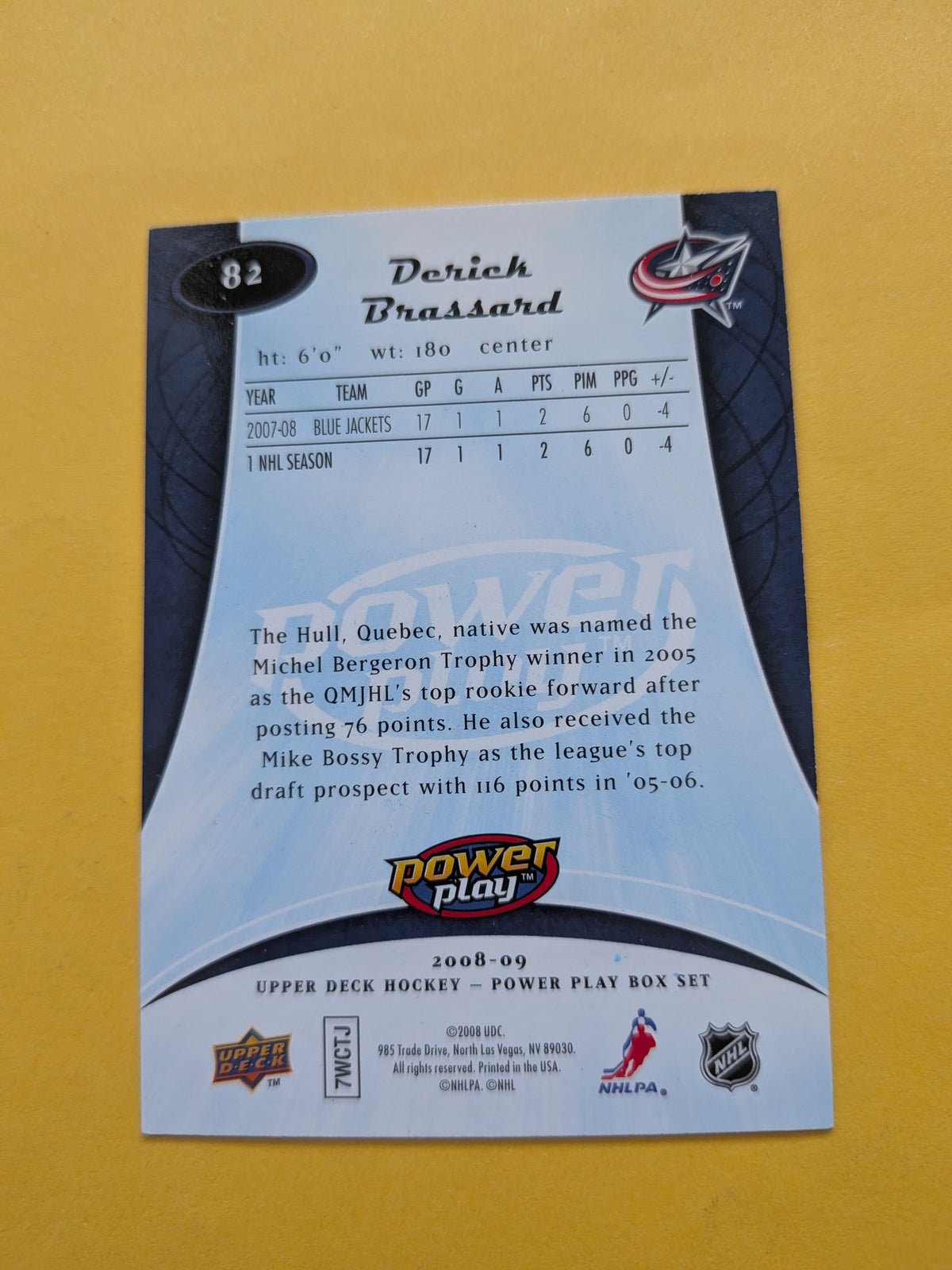 Derick Brassard Signed Columbus Blue Jackets Card D