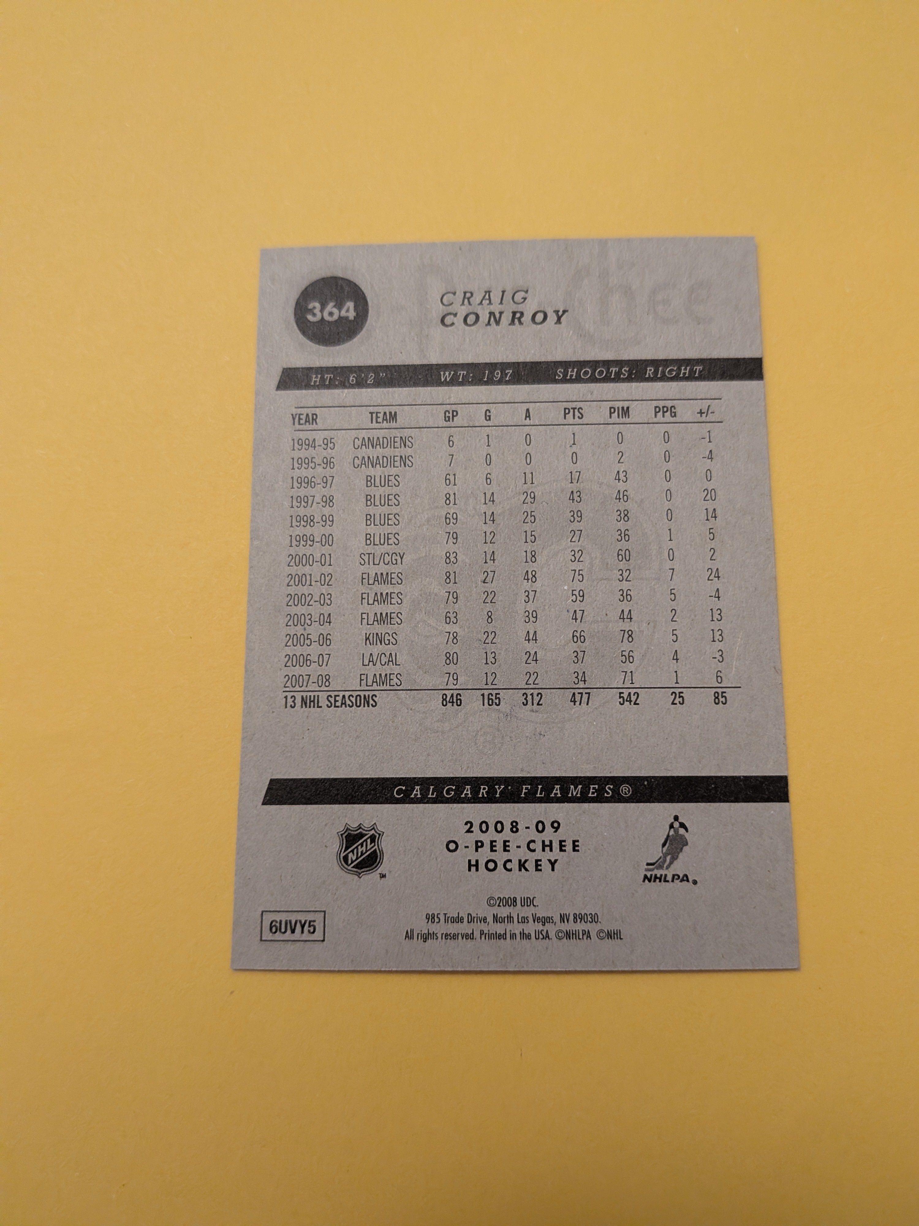 Craig Conroy Signed Calgary Flames Card C