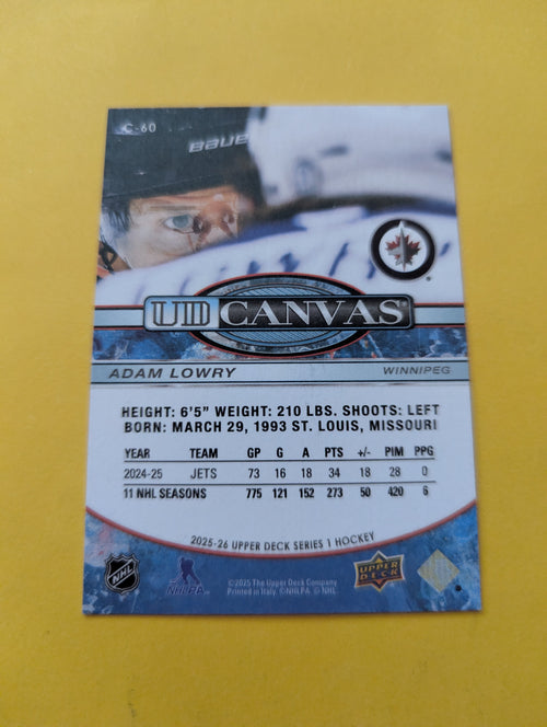 Adam Lowry Signed Winnipeg Jets Card