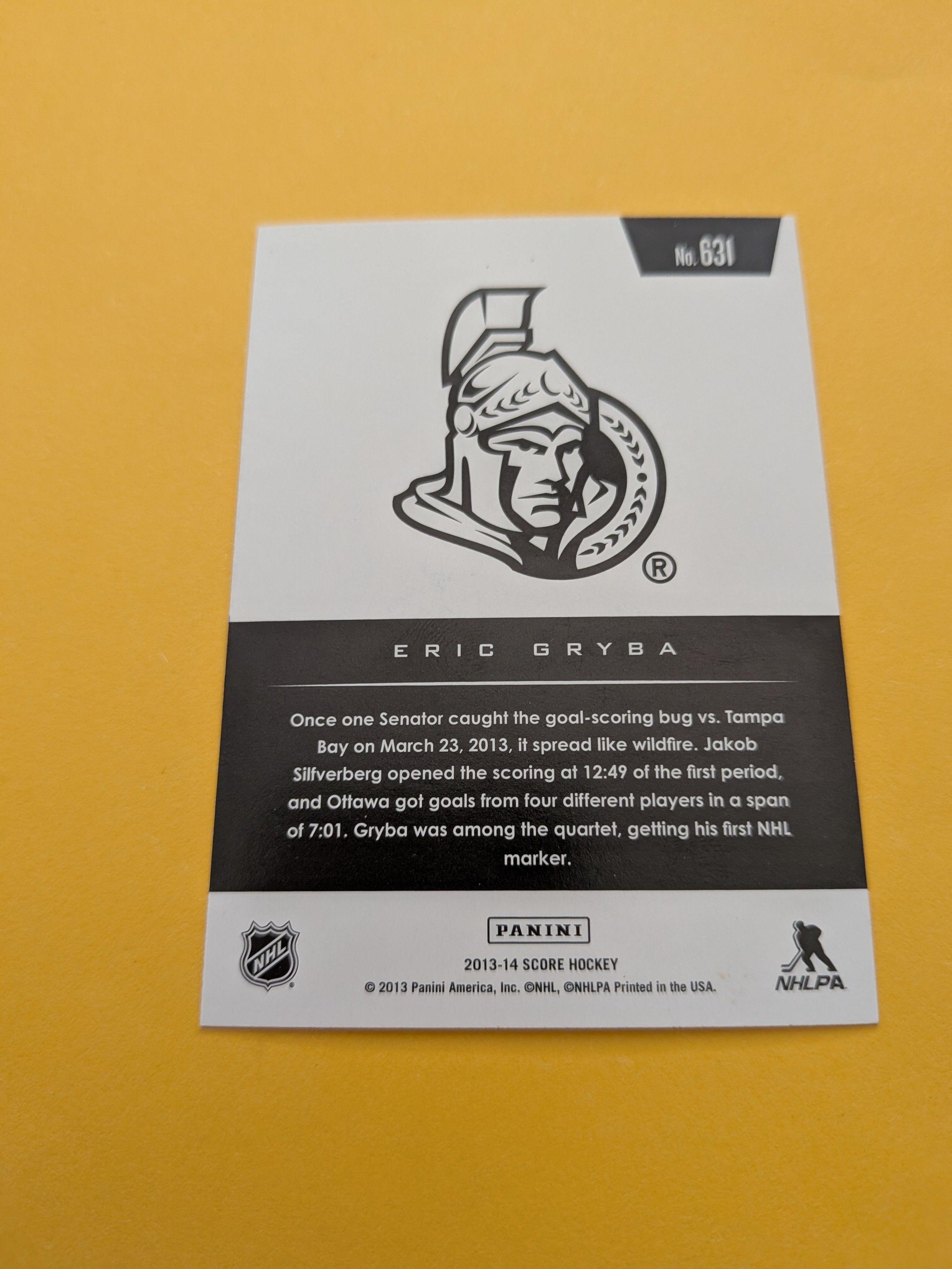 Eric Gryba Signed Ottawa Senators Rookie Card A