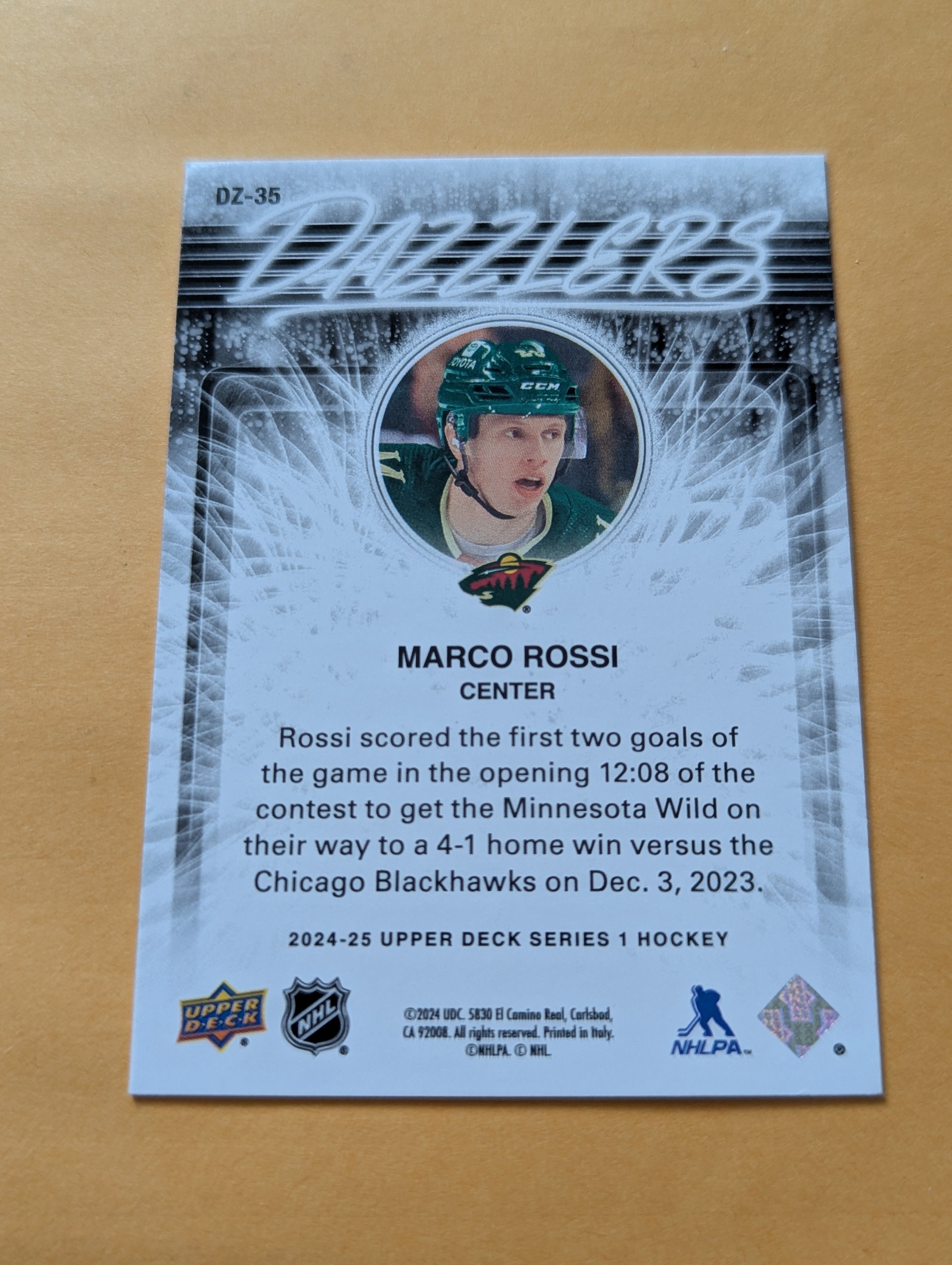 Marco Rossi Signed Minnesota Wild Card Vancouver Canucks