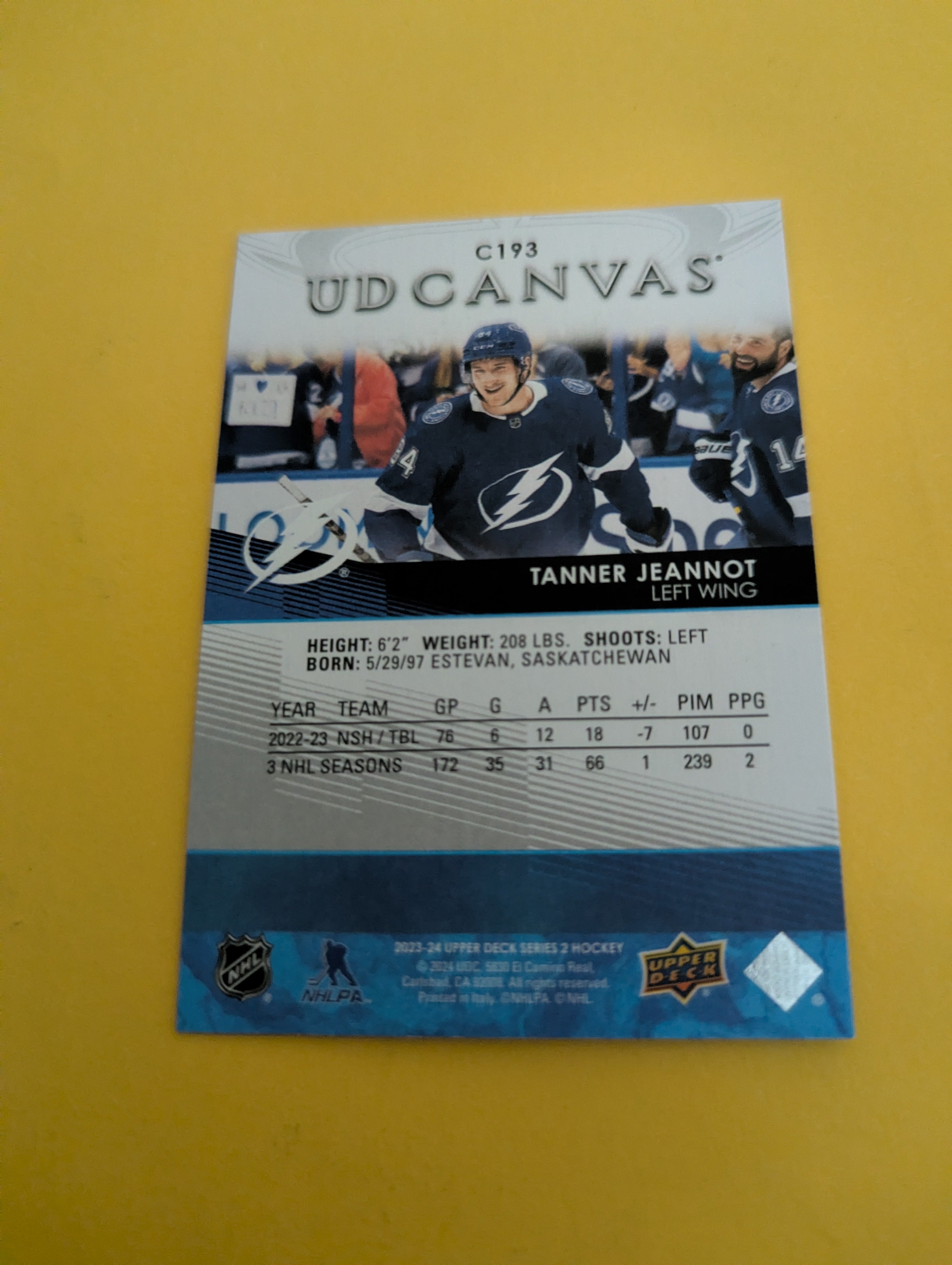 Tanner Jeannot 23-24 Upper Deck UD Canvas Card