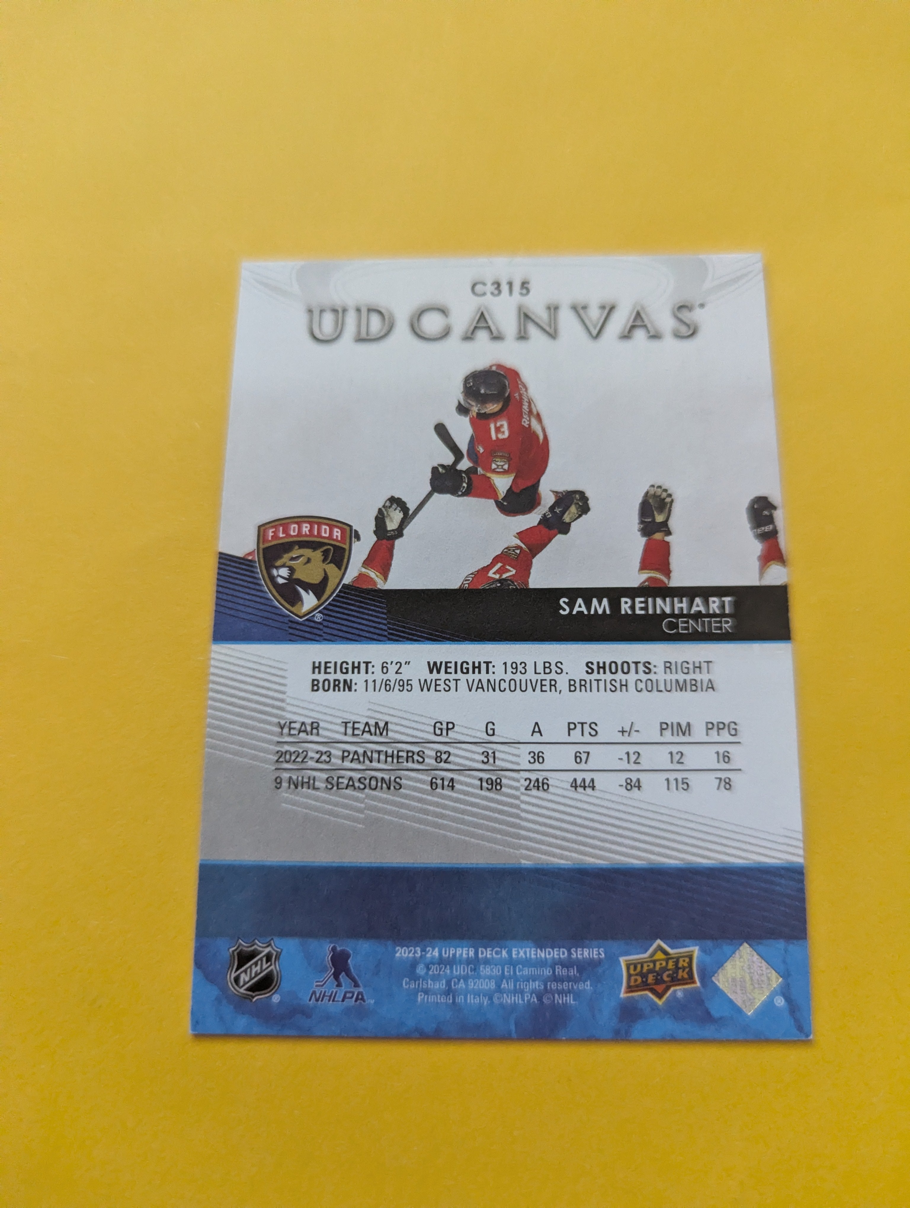 Sam Reinhart 23-24 Upper Deck UD Canvas Card
