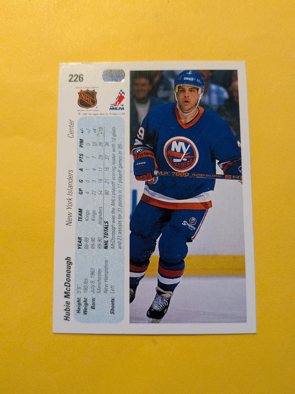Hubie McDonough Signed New York Islanders Card B