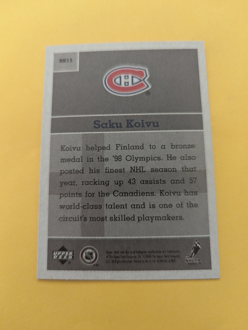 Saku Koivu 00-01 Upper Deck Vintage National Heroes Card