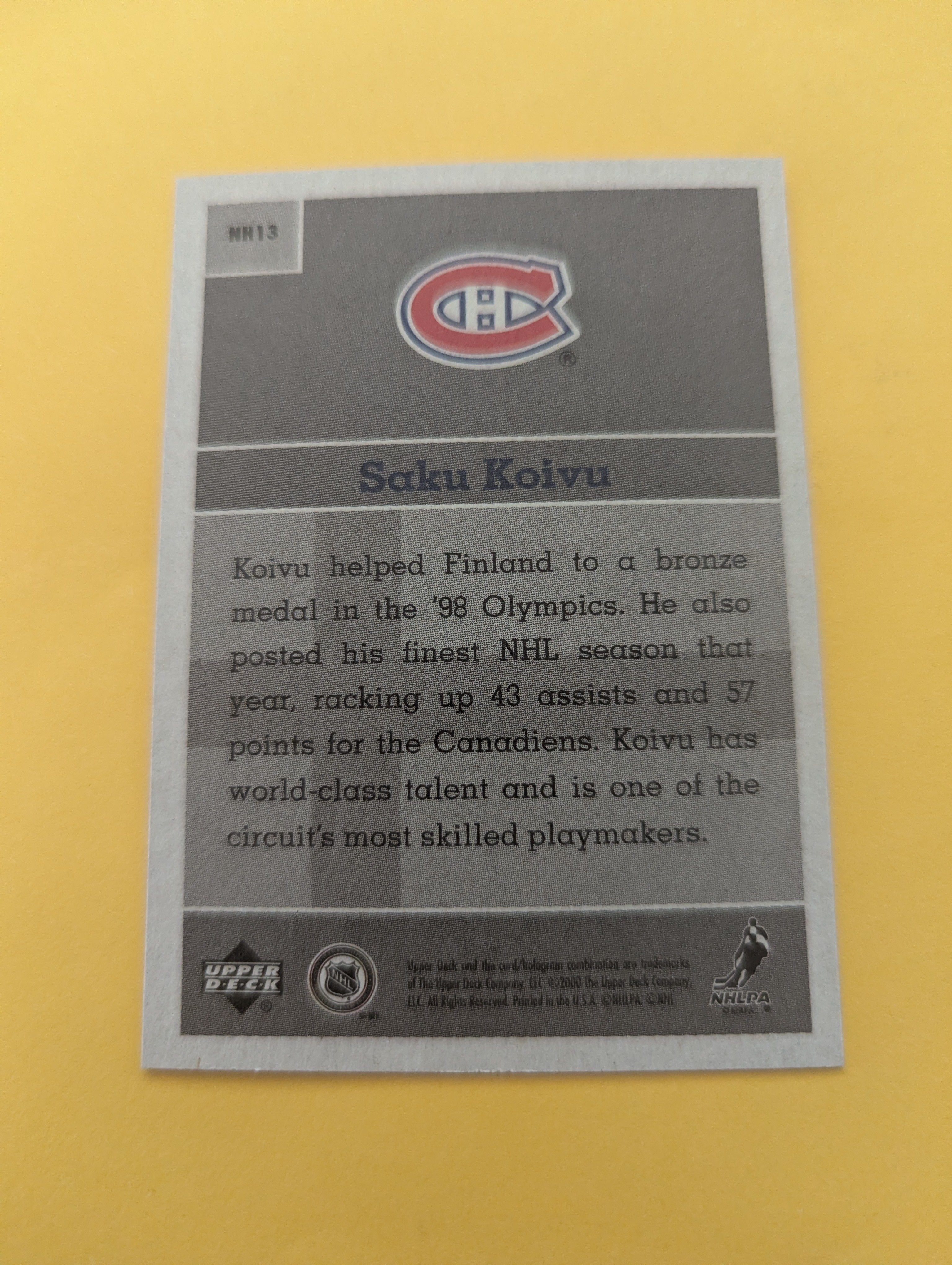 Saku Koivu 00-01 Upper Deck Vintage National Heroes Card