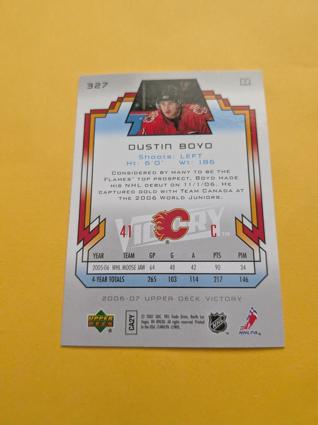 Dustin Boyd Signed Calgary Flames Rookie Card B