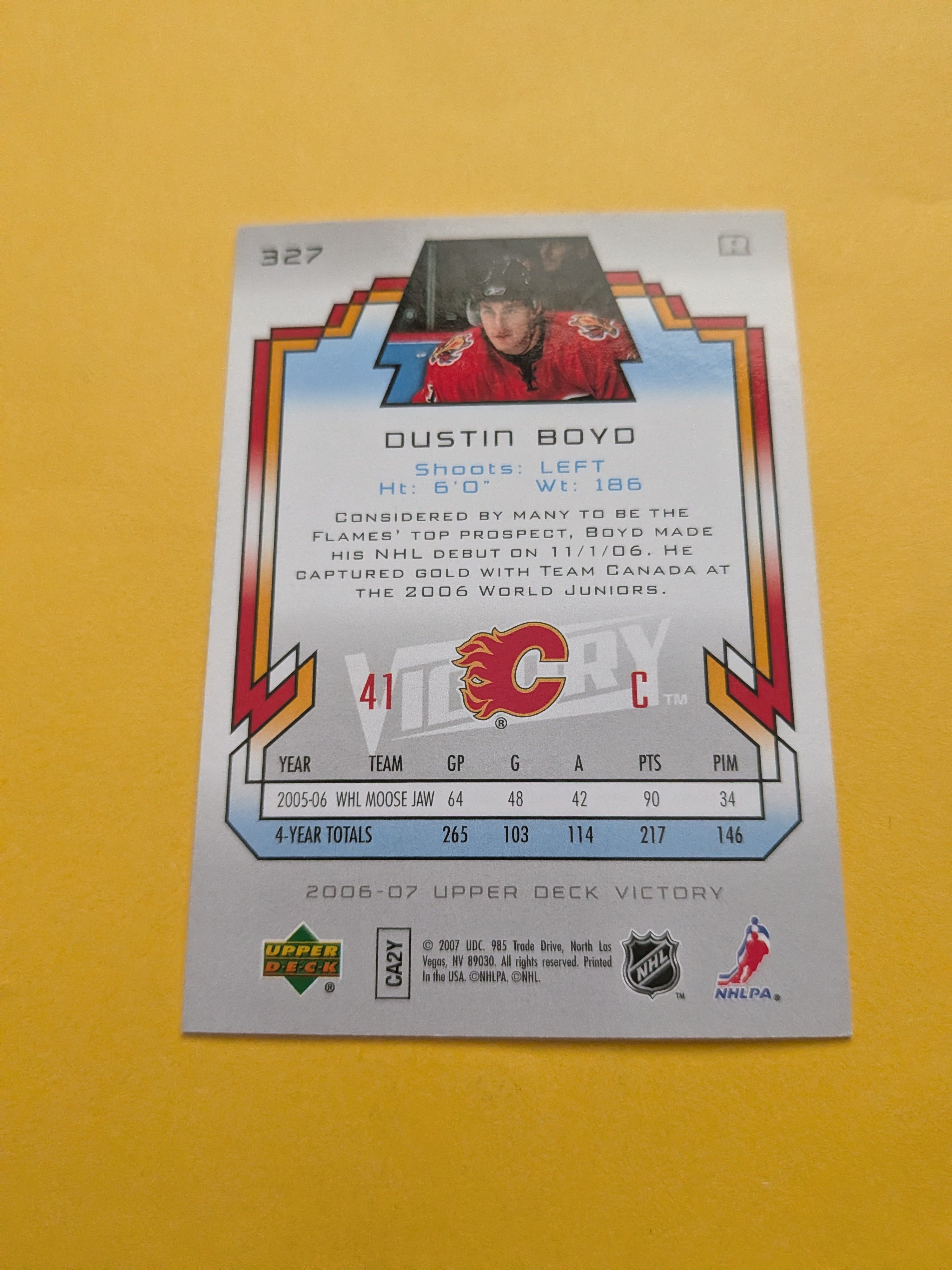 Dustin Boyd Signed Calgary Flames Rookie Card B