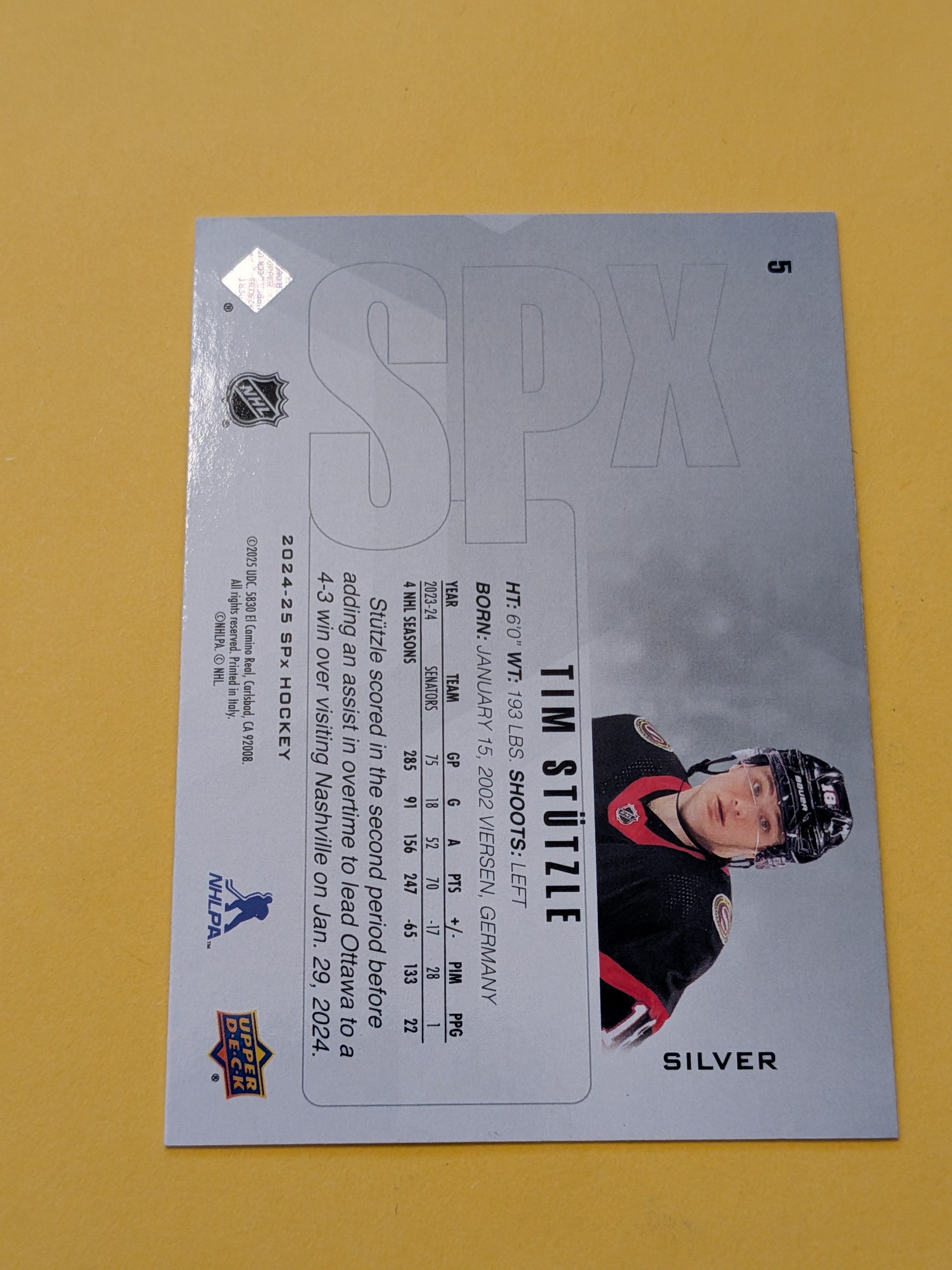 Tim Stutzle 24-25 SPX Silver Card