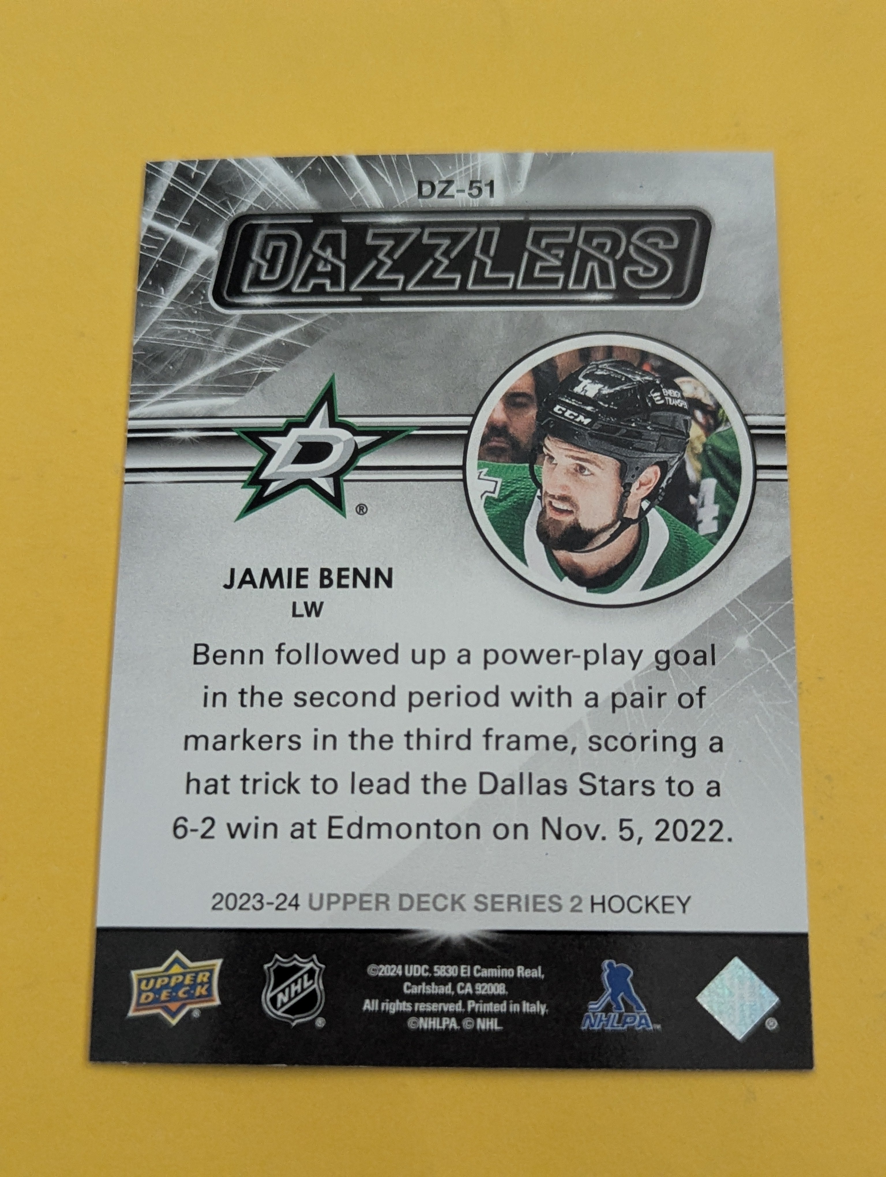 Jamie Benn 23-24 Upper Deck Dazzlers Blue Card