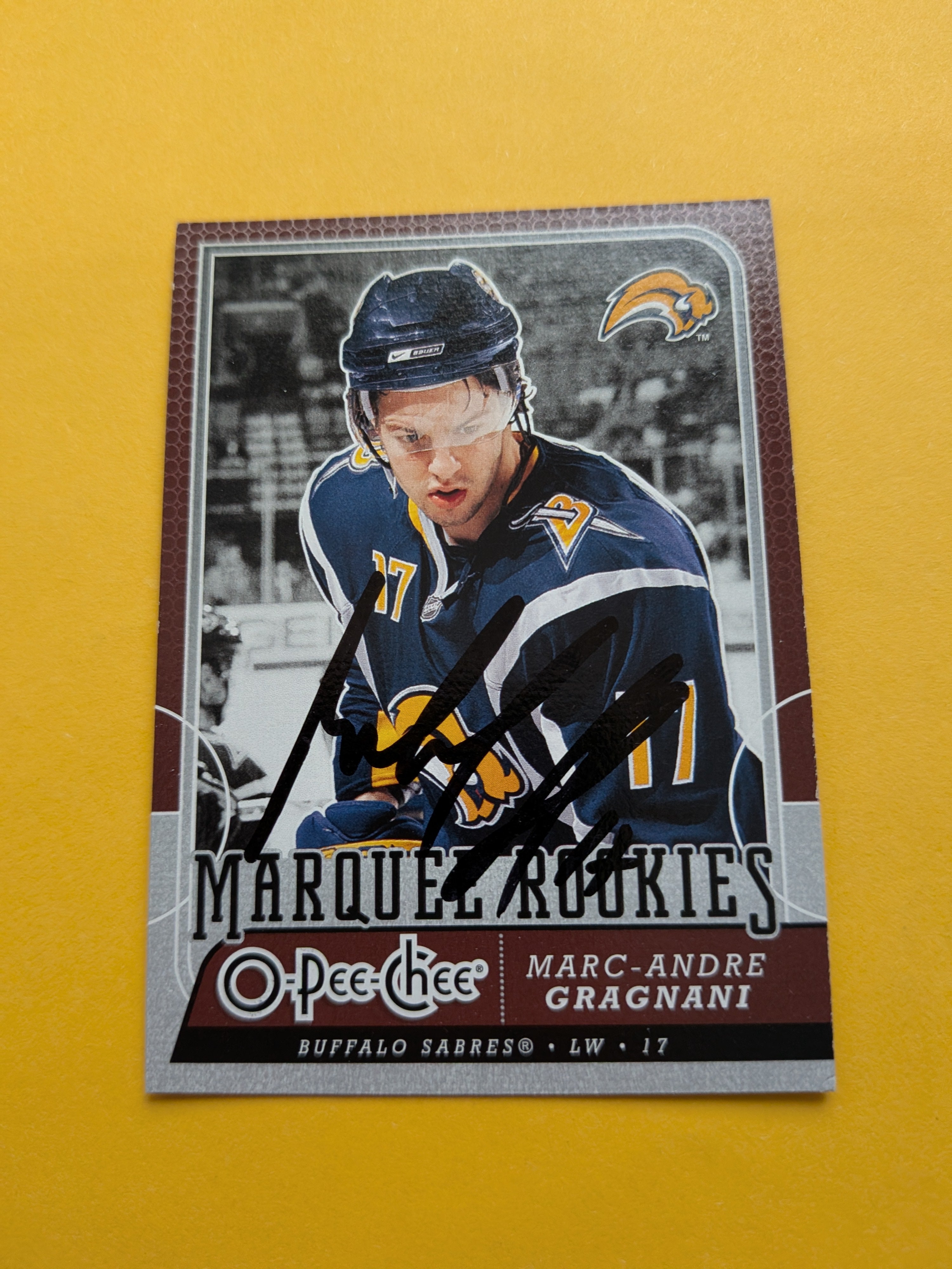 Marc Andre Gragnani Signed Buffalo Sabres Rookie Card A