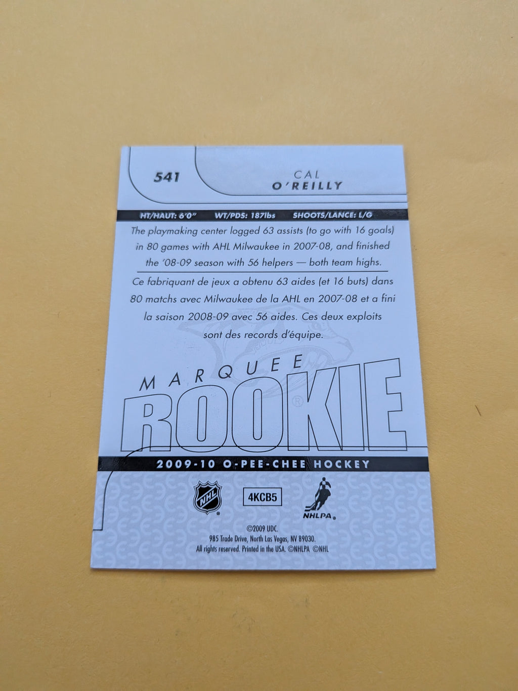 Cal O'Reilly Signed Nashville Predators Rookie Card D