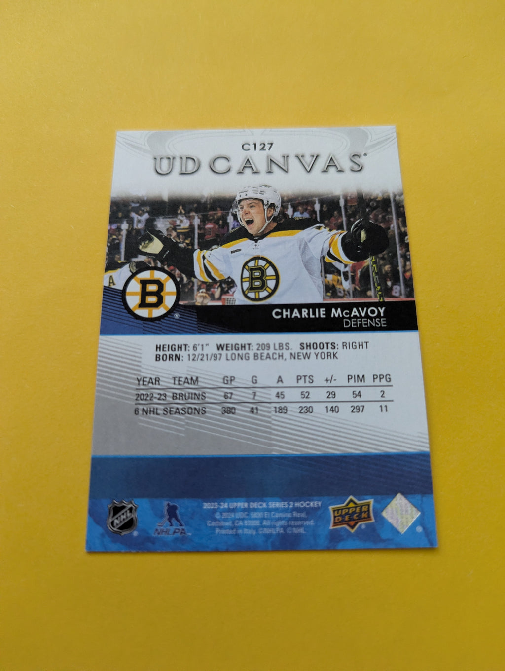 Charlie McAvoy 23-24 Upper Deck UD Canvas Card