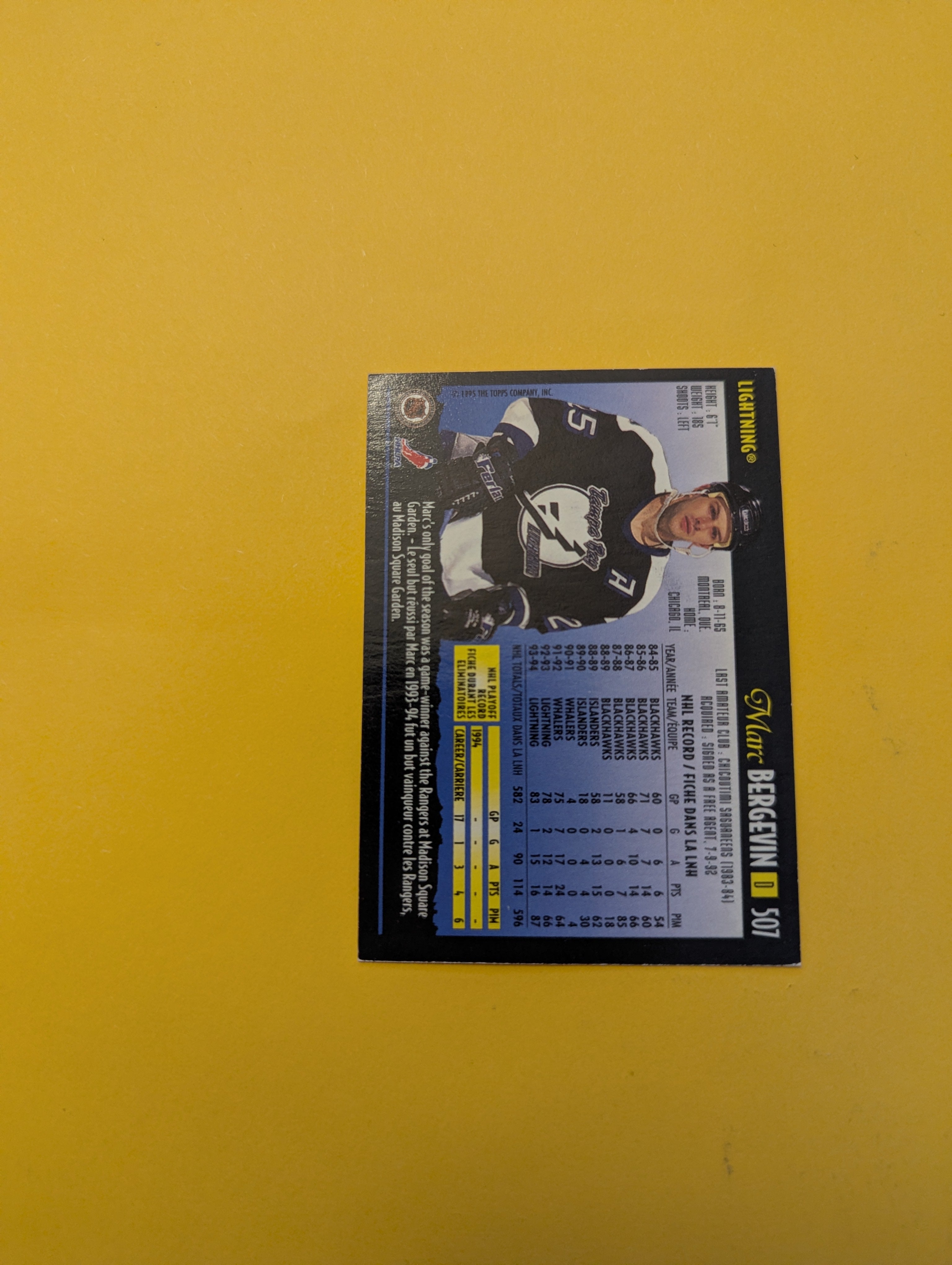 Marc Bergevin Signed Tampa Bay Lightning Card