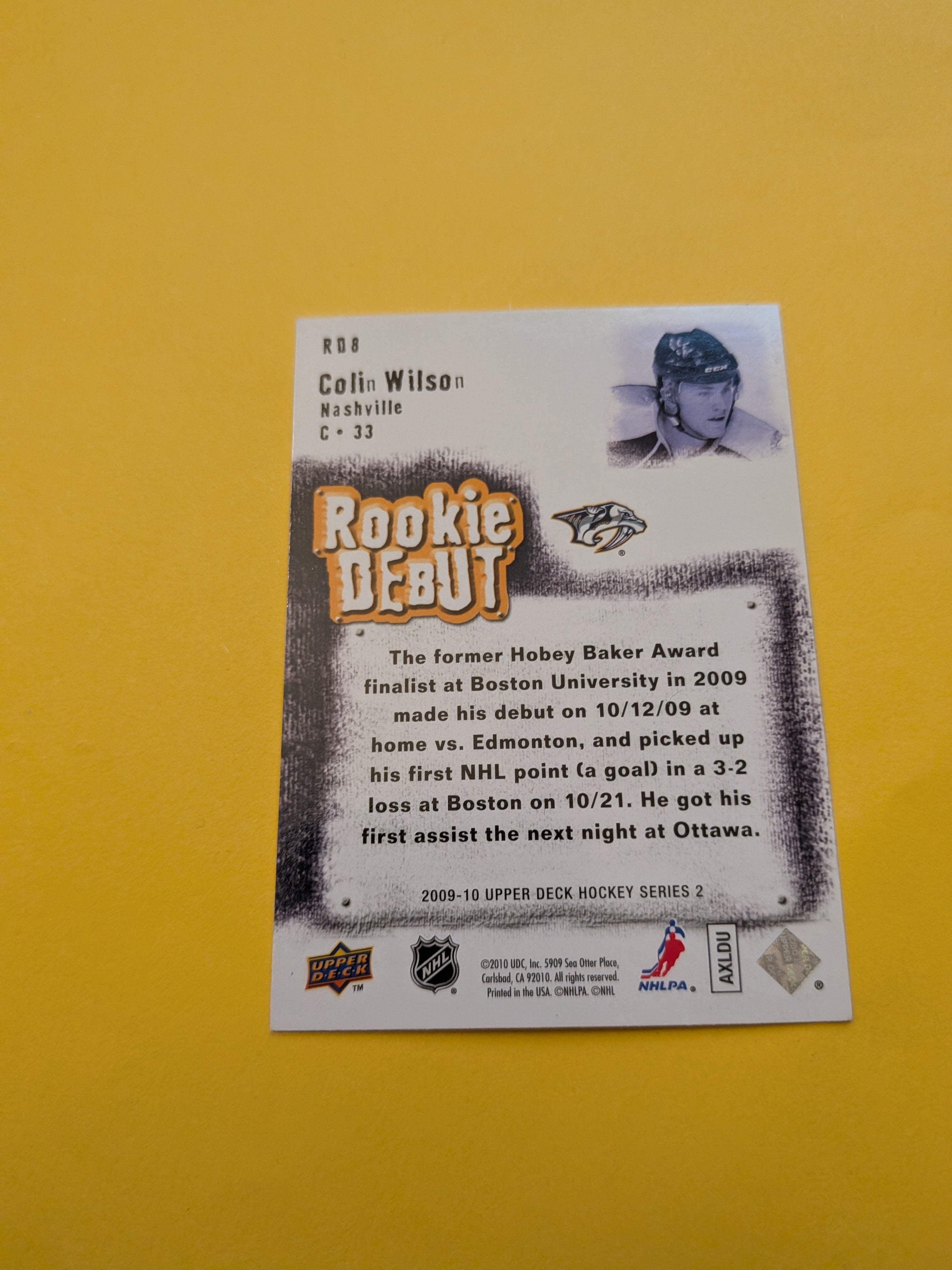 Colin Wilson Signed Nashville Predators Card C