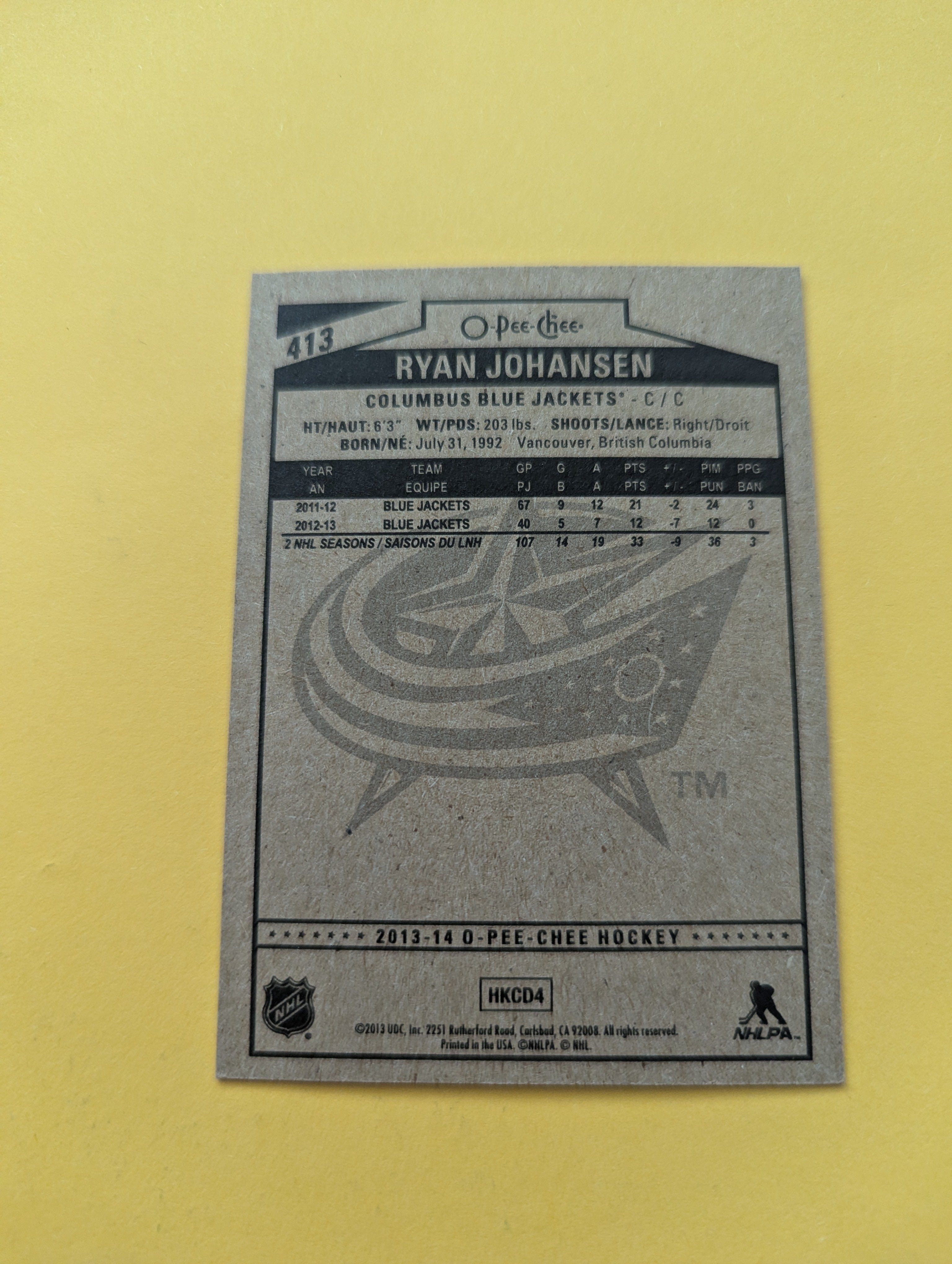Ryan Johansen Signed Columbus Blue Jackets Card