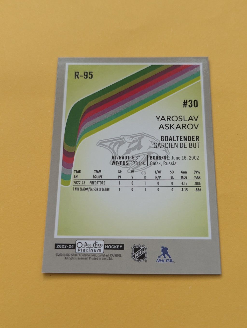 Yaroslav Askarov 23-24 OPC Platinum Retro Rookie Card