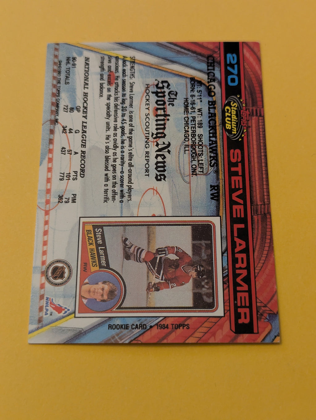 Steve Larmer Signed Chicago Blackhawks Card