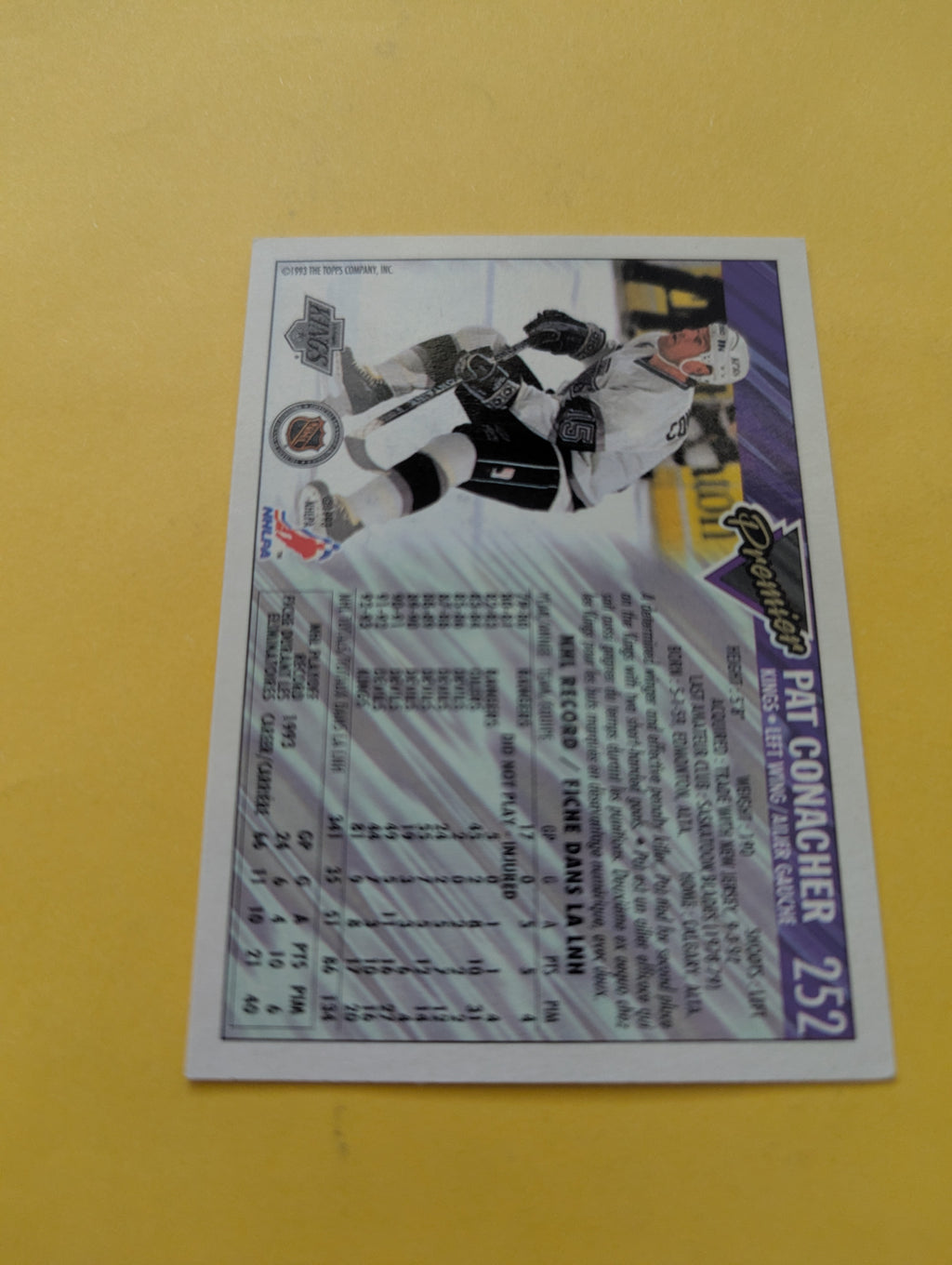 Pat Conacher Signed Los Angeles Kings Card B