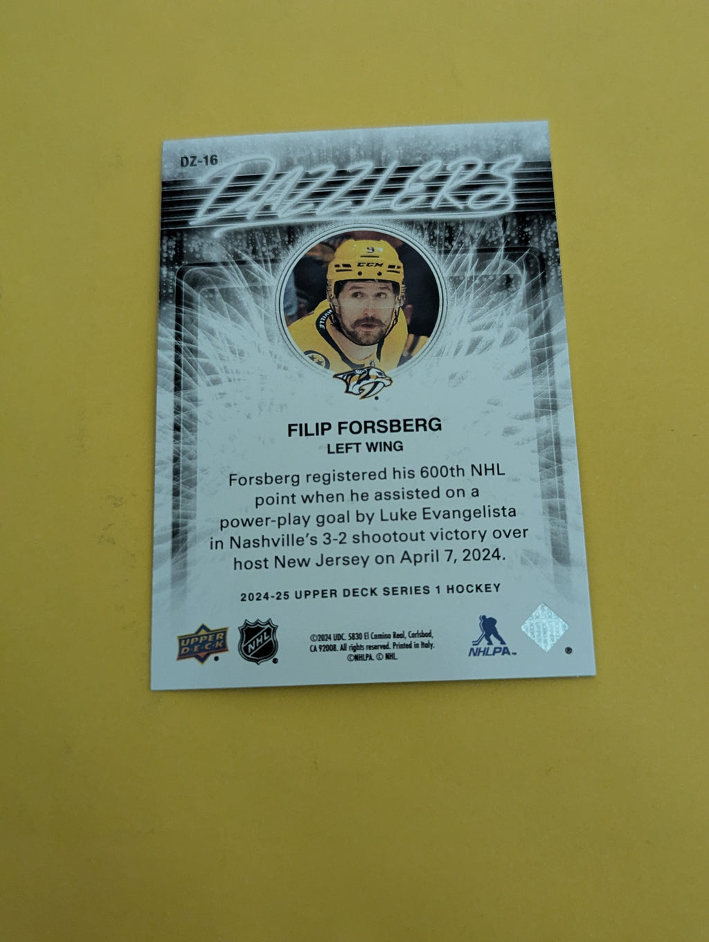 Filip Forsberg 24-25 Upper Deck Dazzlers Blue Card