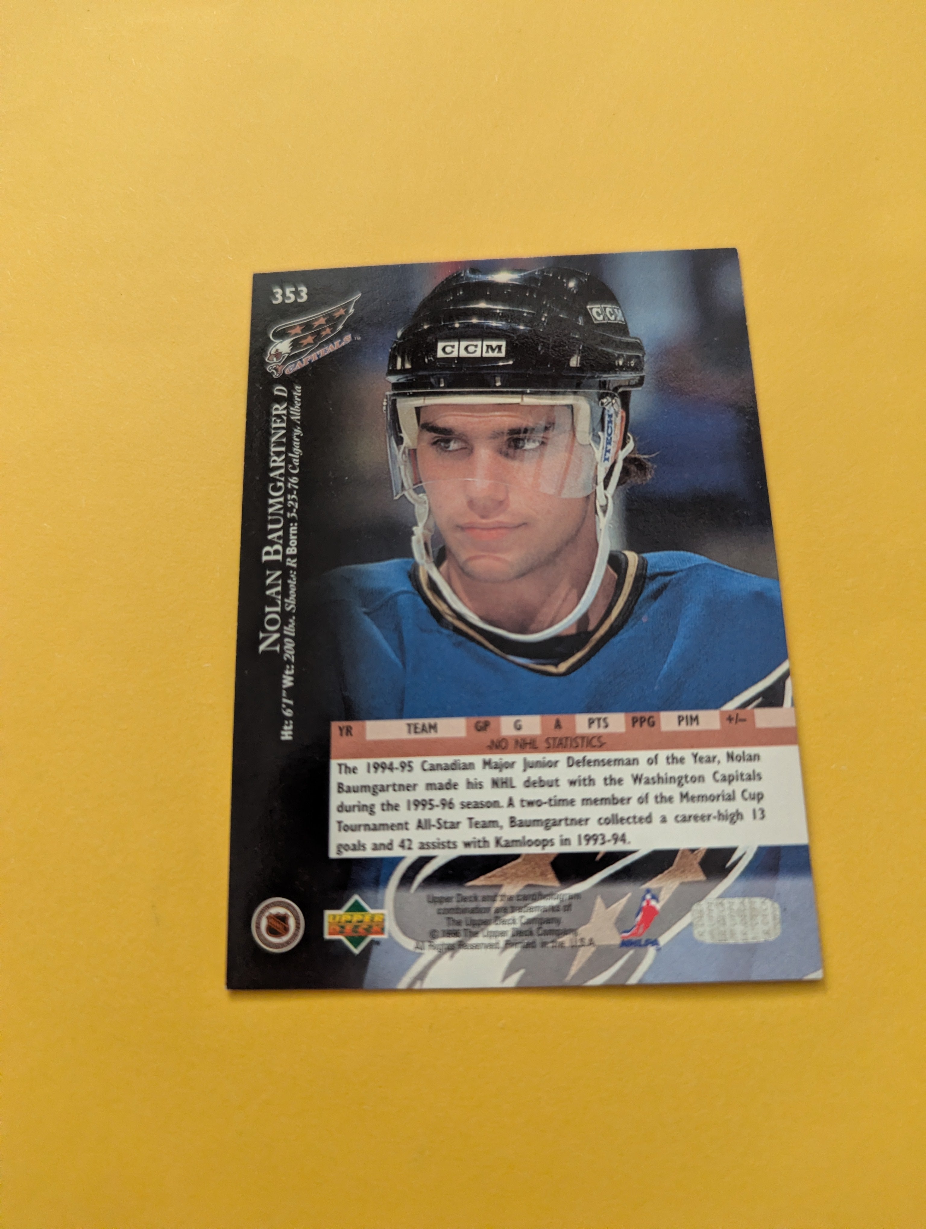Nolan Baumgartner Signed Washington Capitals Card
