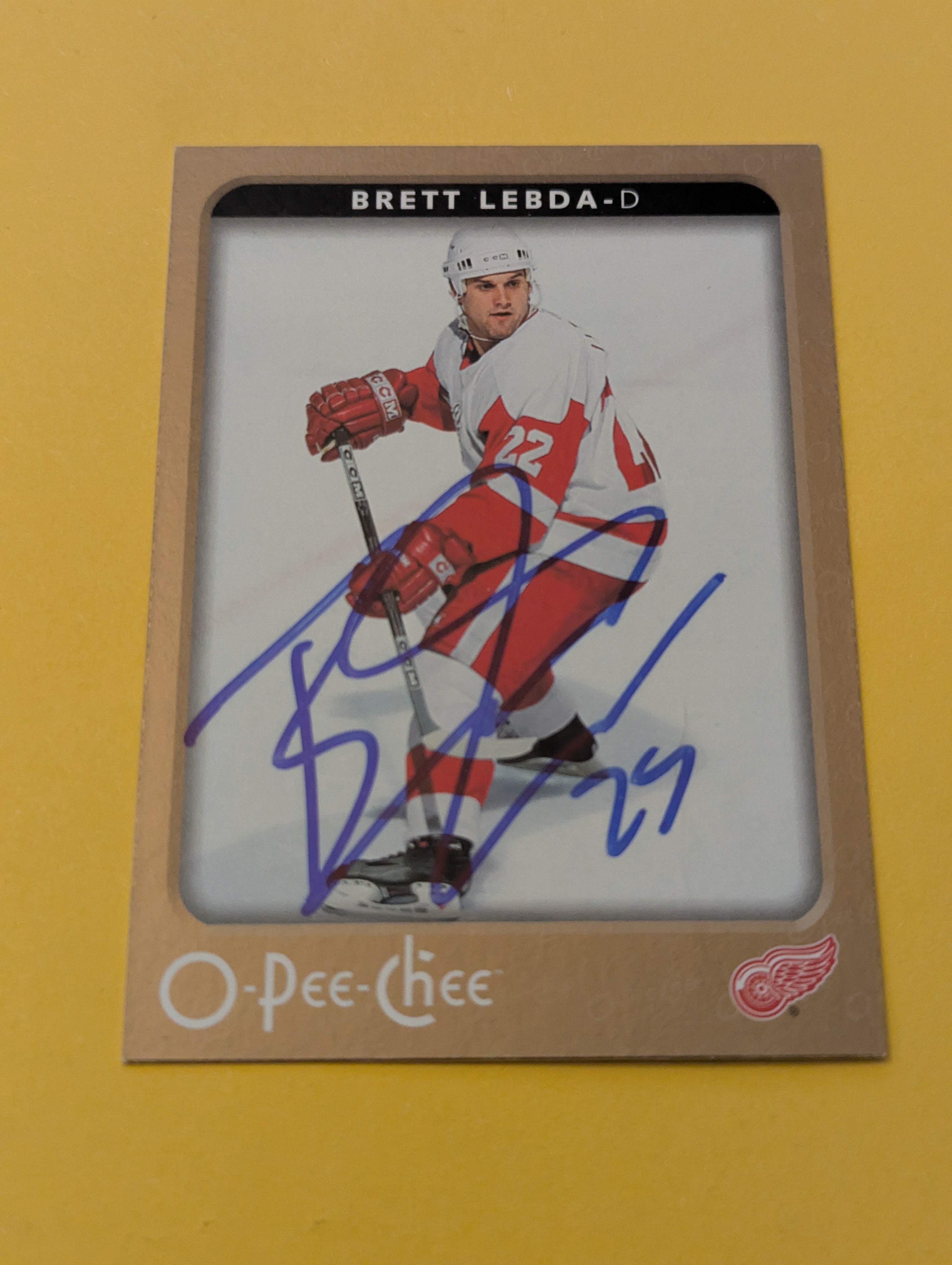Brett Lebda Signed Detroit Red Wings Card