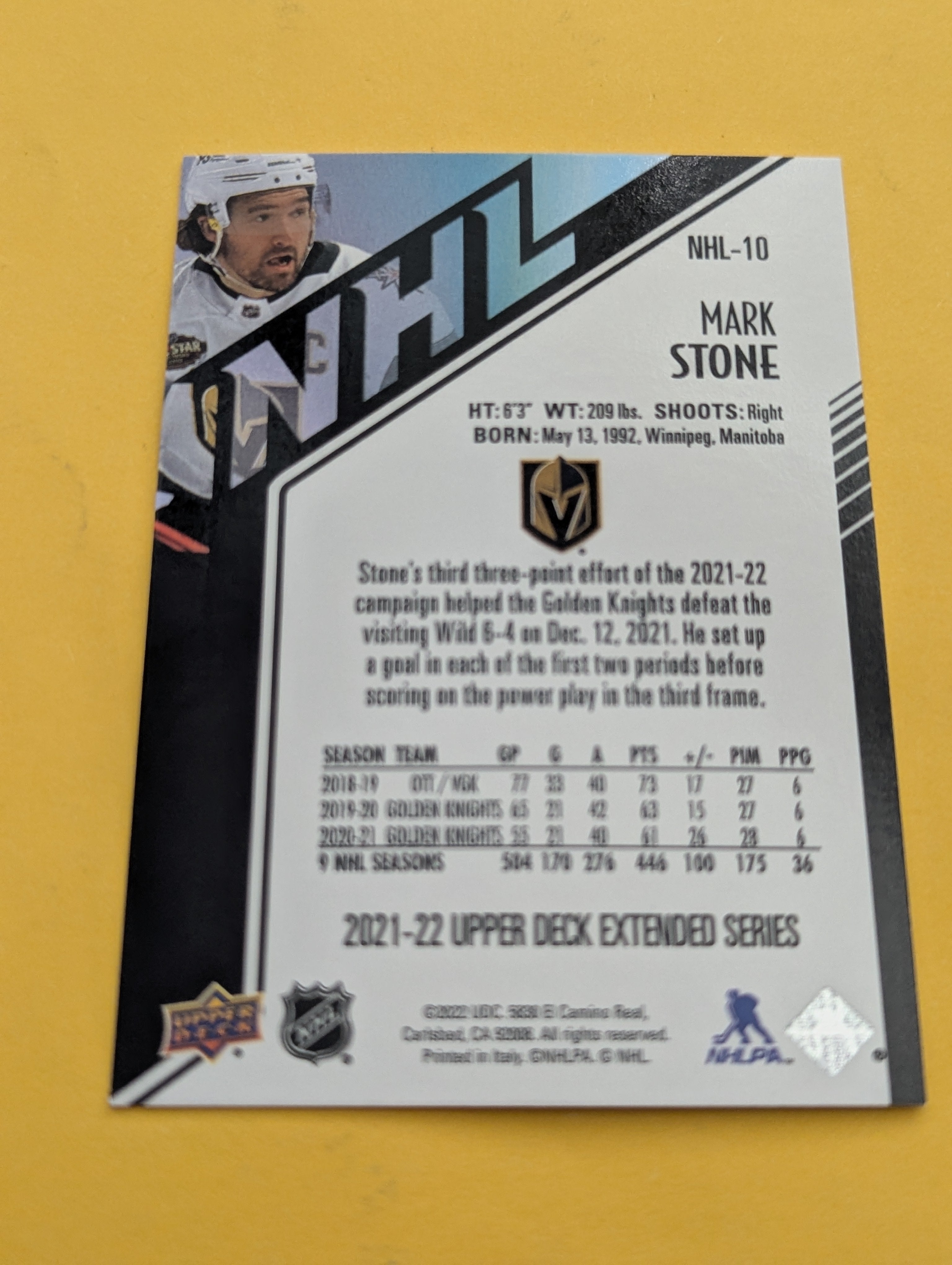 Mark Stone 21-22 Upper Deck HoloGrFx Card