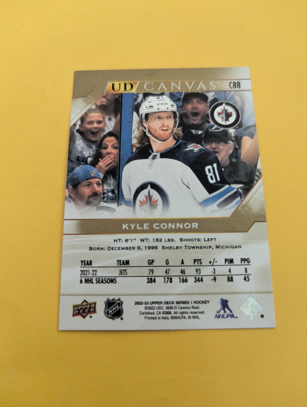 Kyle Connor 22-23 Upper Deck UD Canvas Card