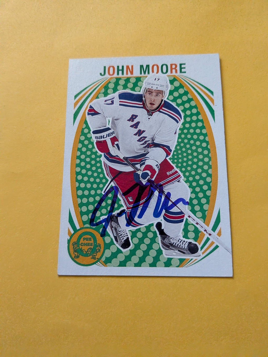 John Moore Signed New York Rangers Card A