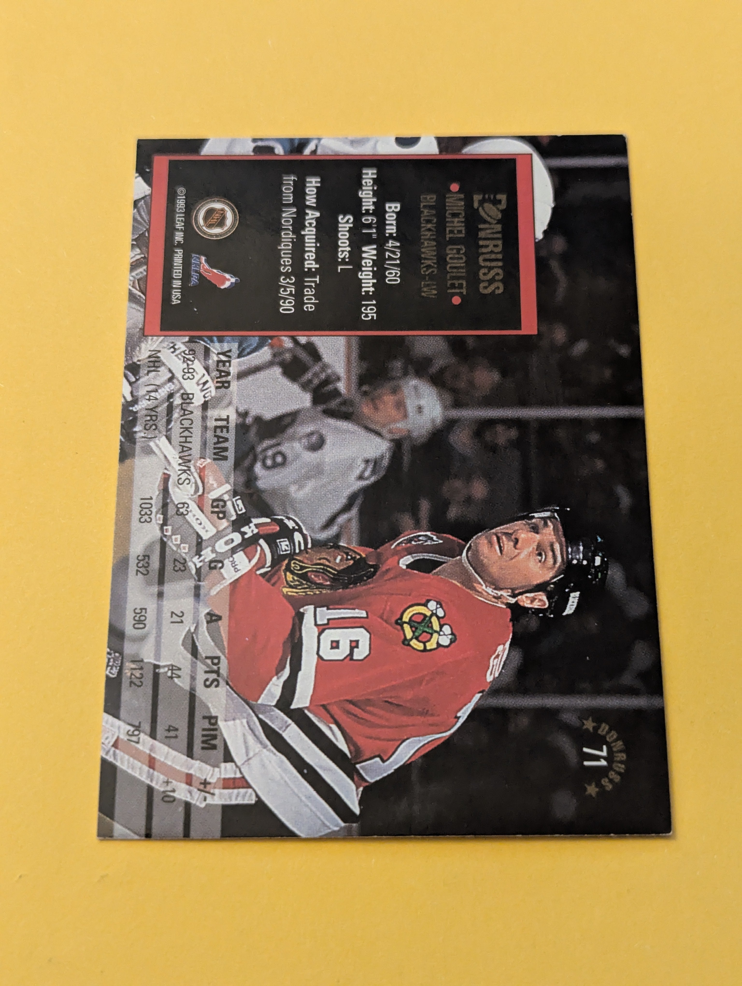 Michel Goulet Signed Chicago Blackhawks Card
