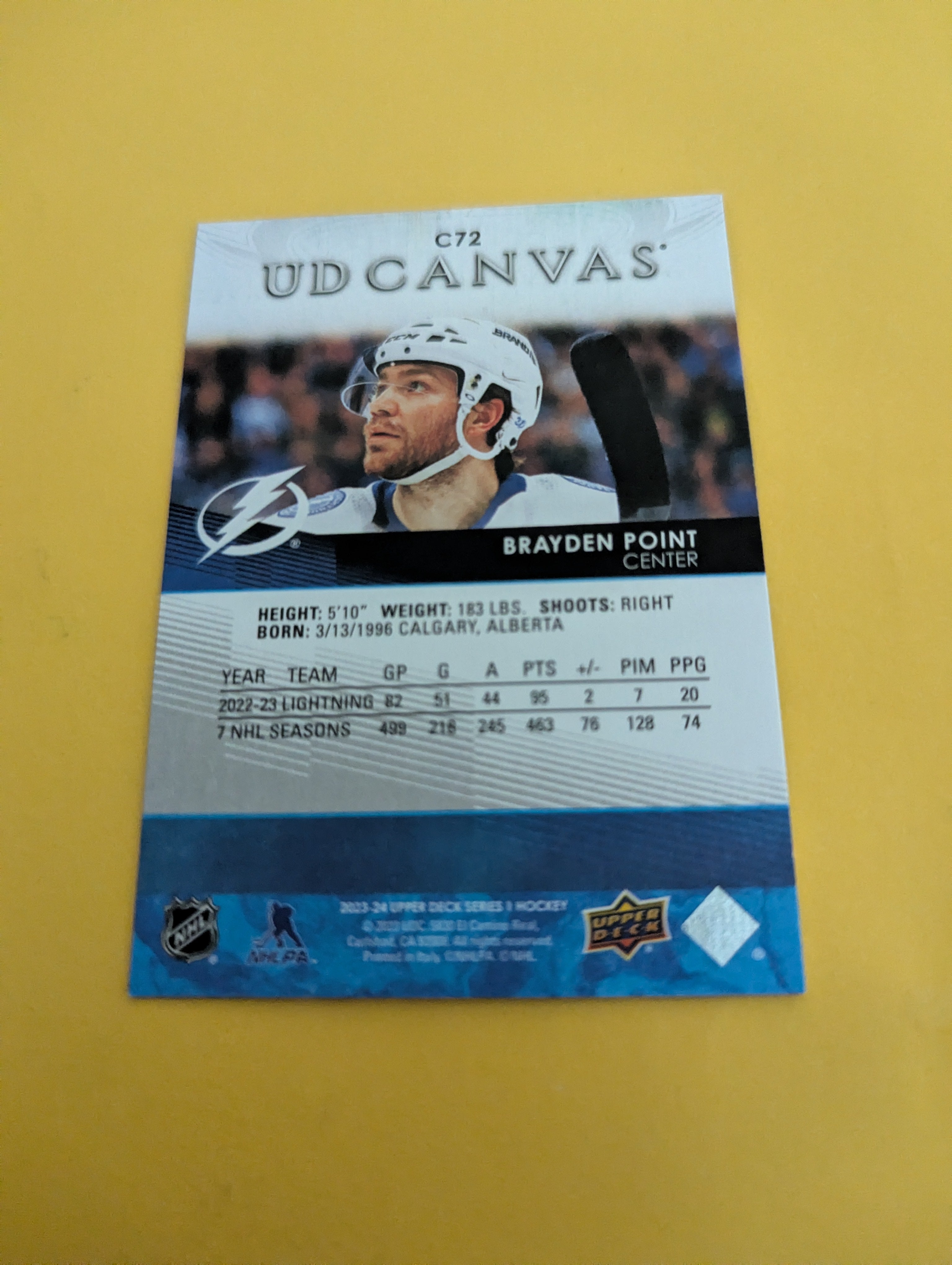 Brayden Point 23-24 Upper Deck UD Canvas Card