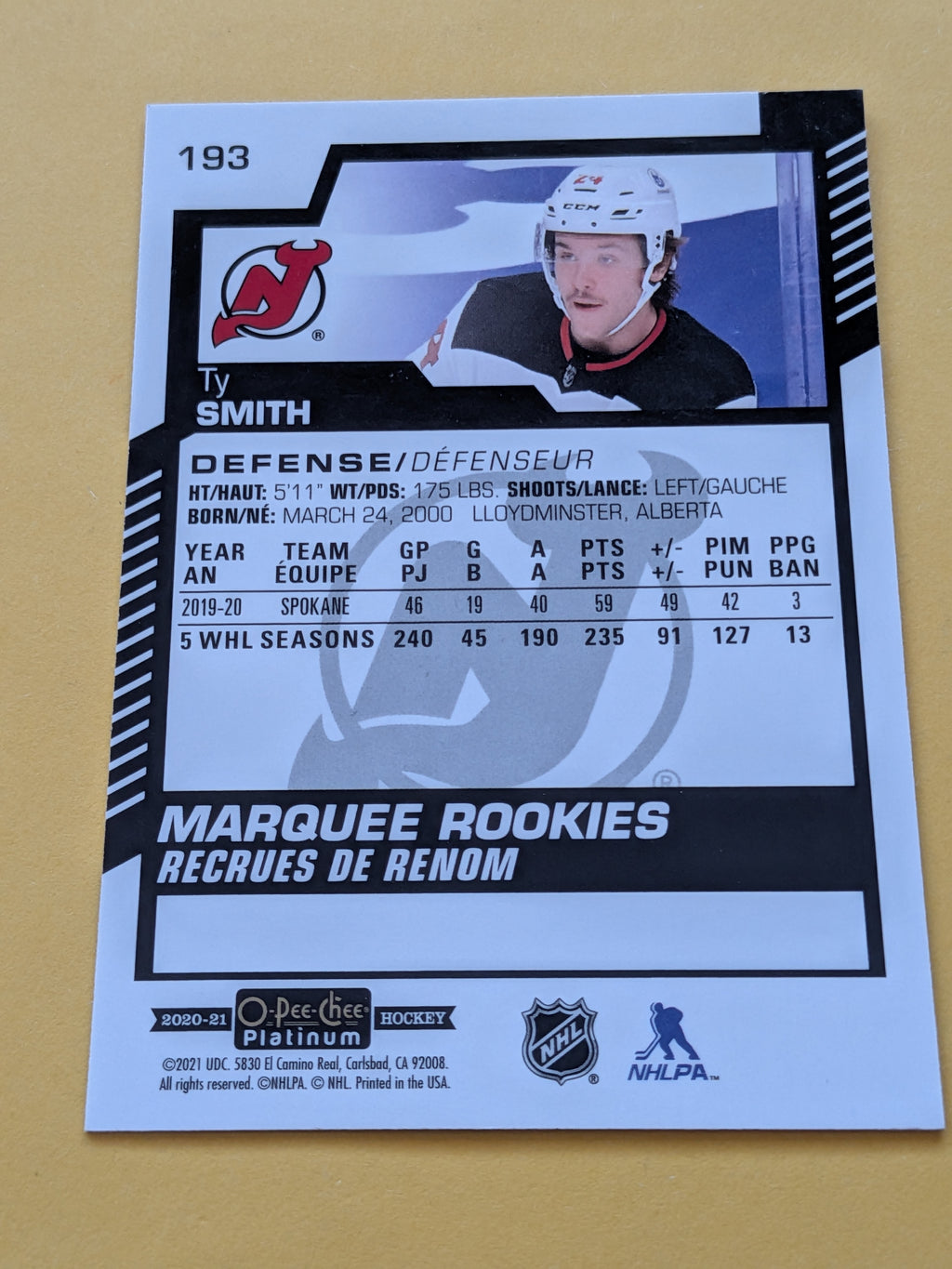 Ty Smith Signed New Jersey Devils Rookie Card A
