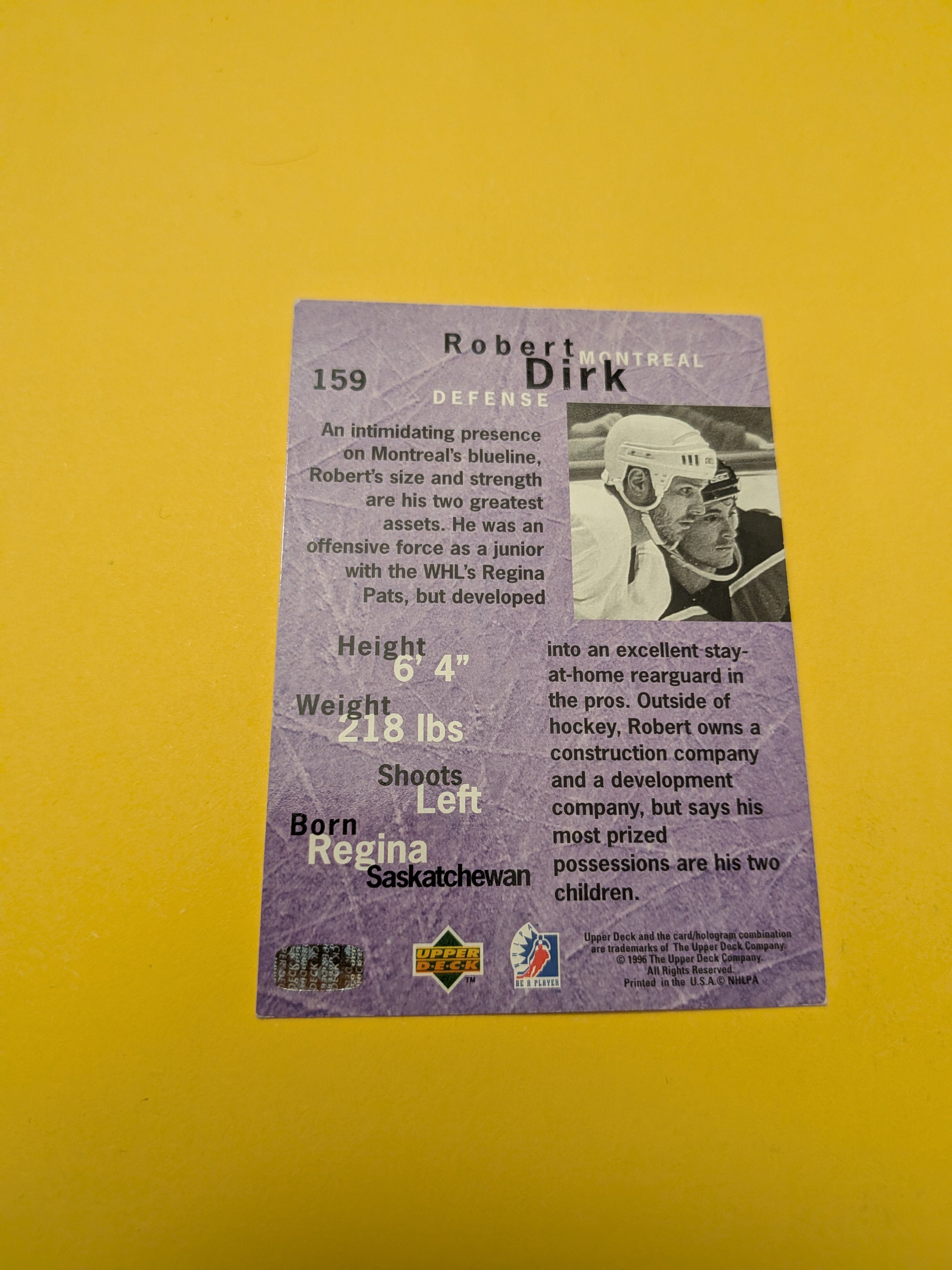 Robert Dirk Signed Anaheim Ducks Card A