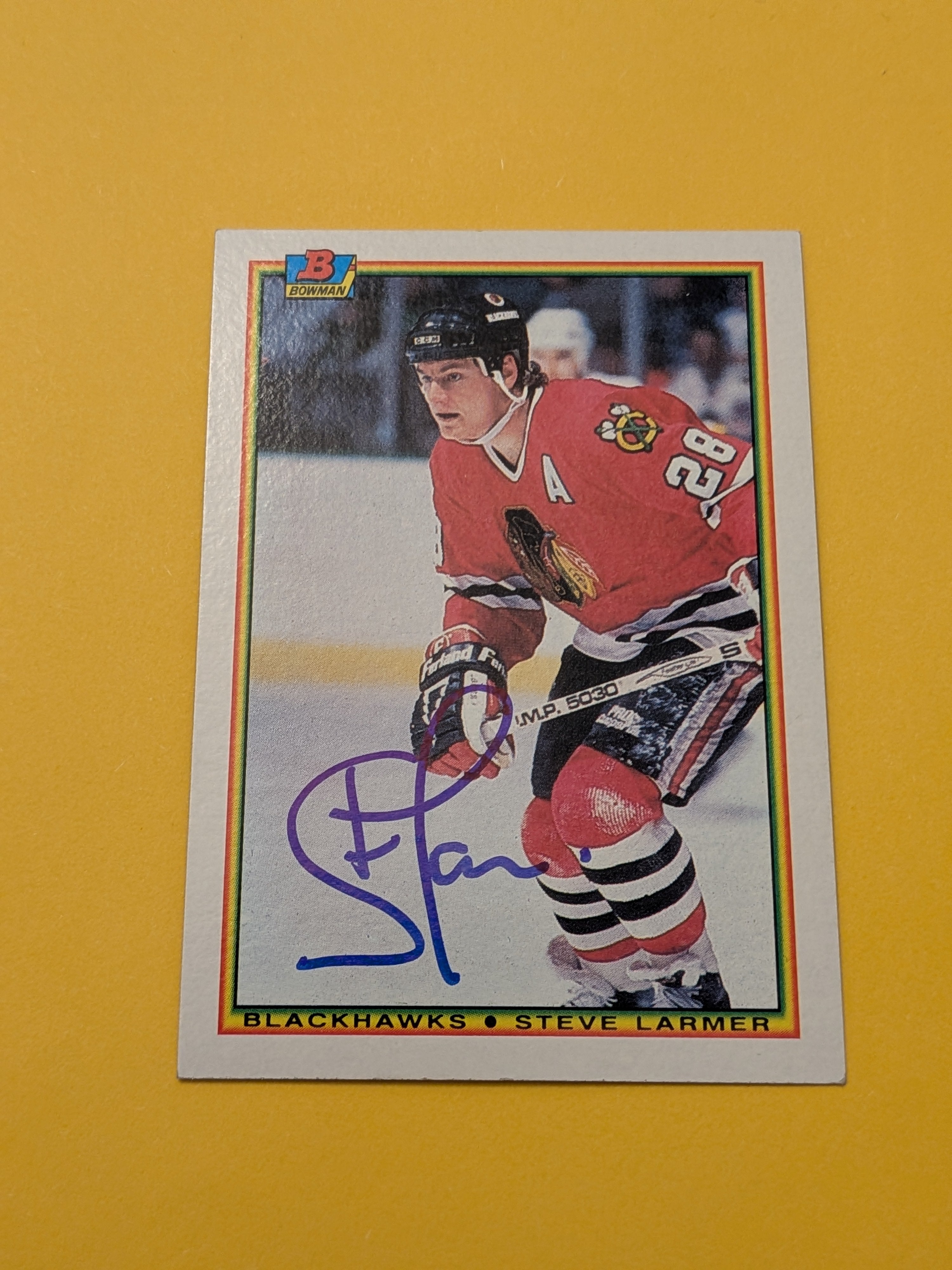 Steve Larmer Signed Chicago Blackhawks Card H