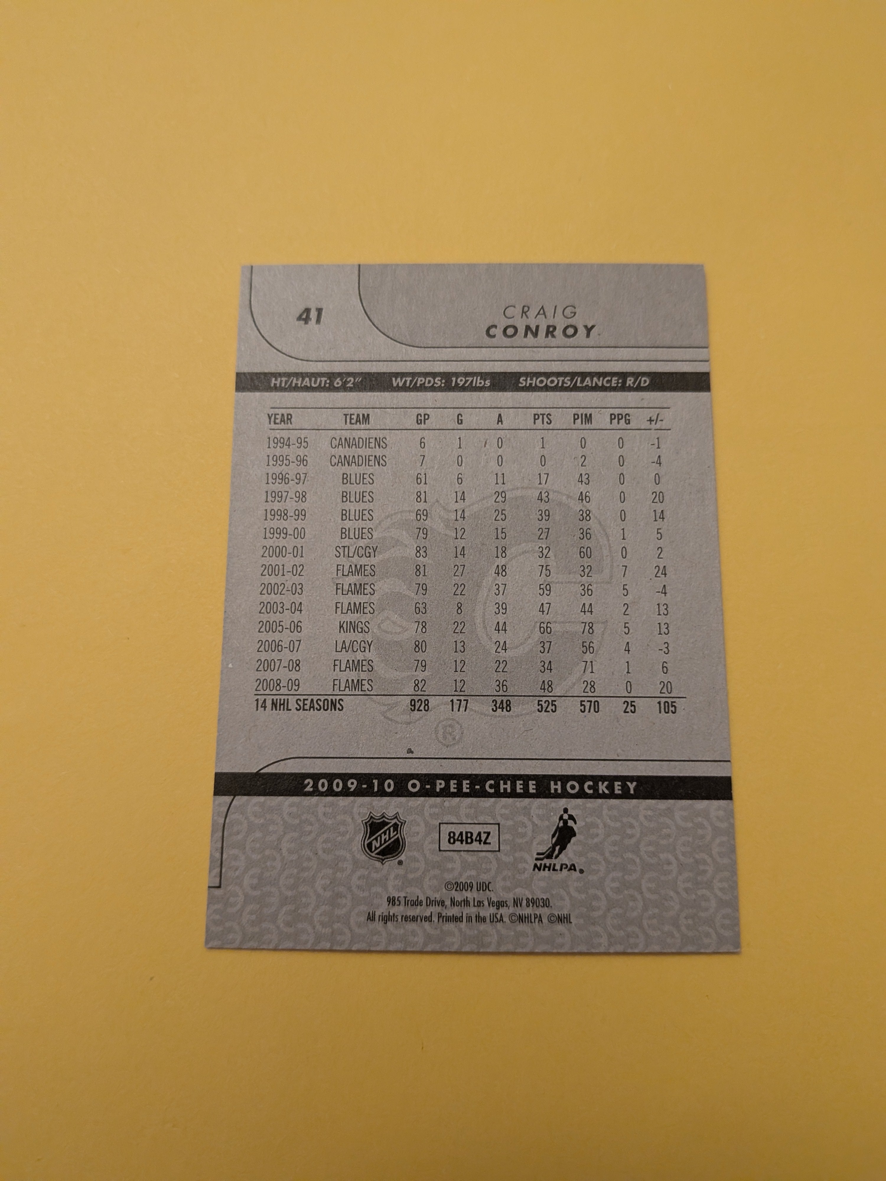 Craig Conroy Signed Calgary Flames Card B