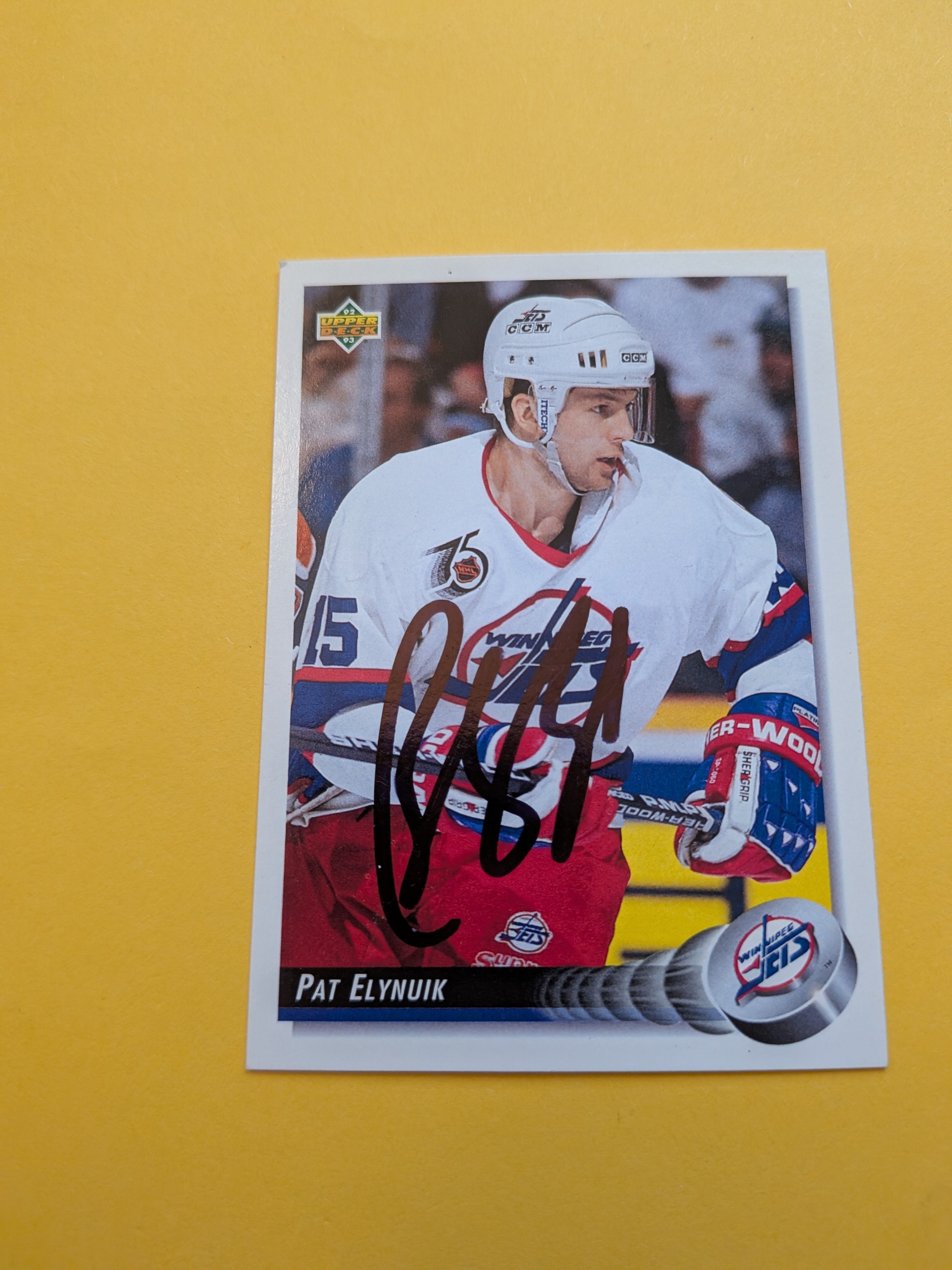 Pat Elynuik Signed Winnipeg Jets Card K
