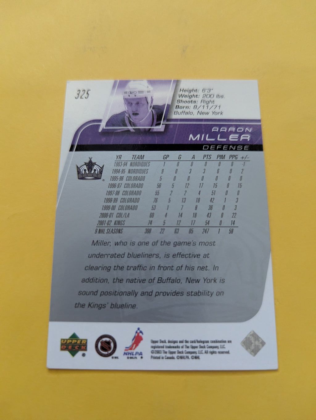 Aaron Miller Signed Los Angeles Kings Card C