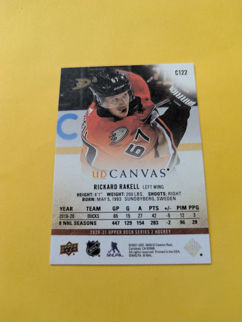 Rickard Rakell 20-21 Upper Deck UD Canvas Card