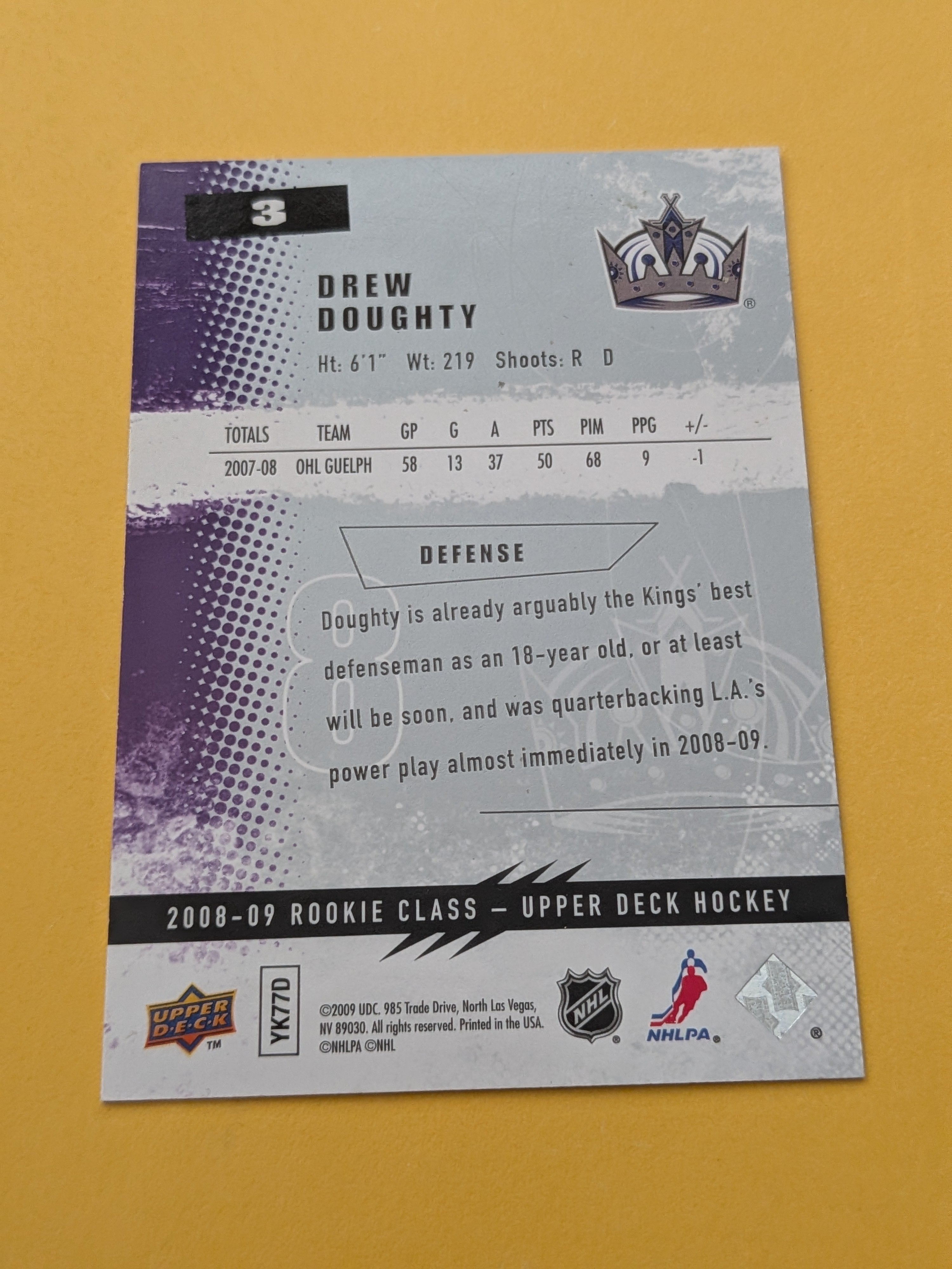 Drew Doughty 08-09 Upper Deck Rookie Class Card