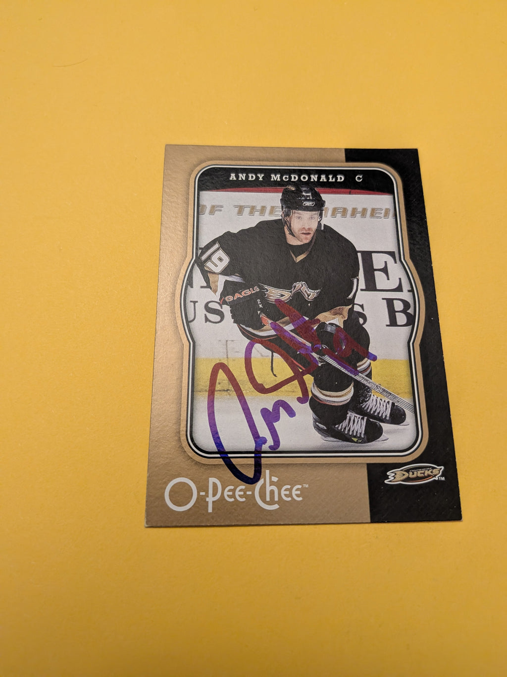 Andy McDonald Signed Anaheim Ducks Card A