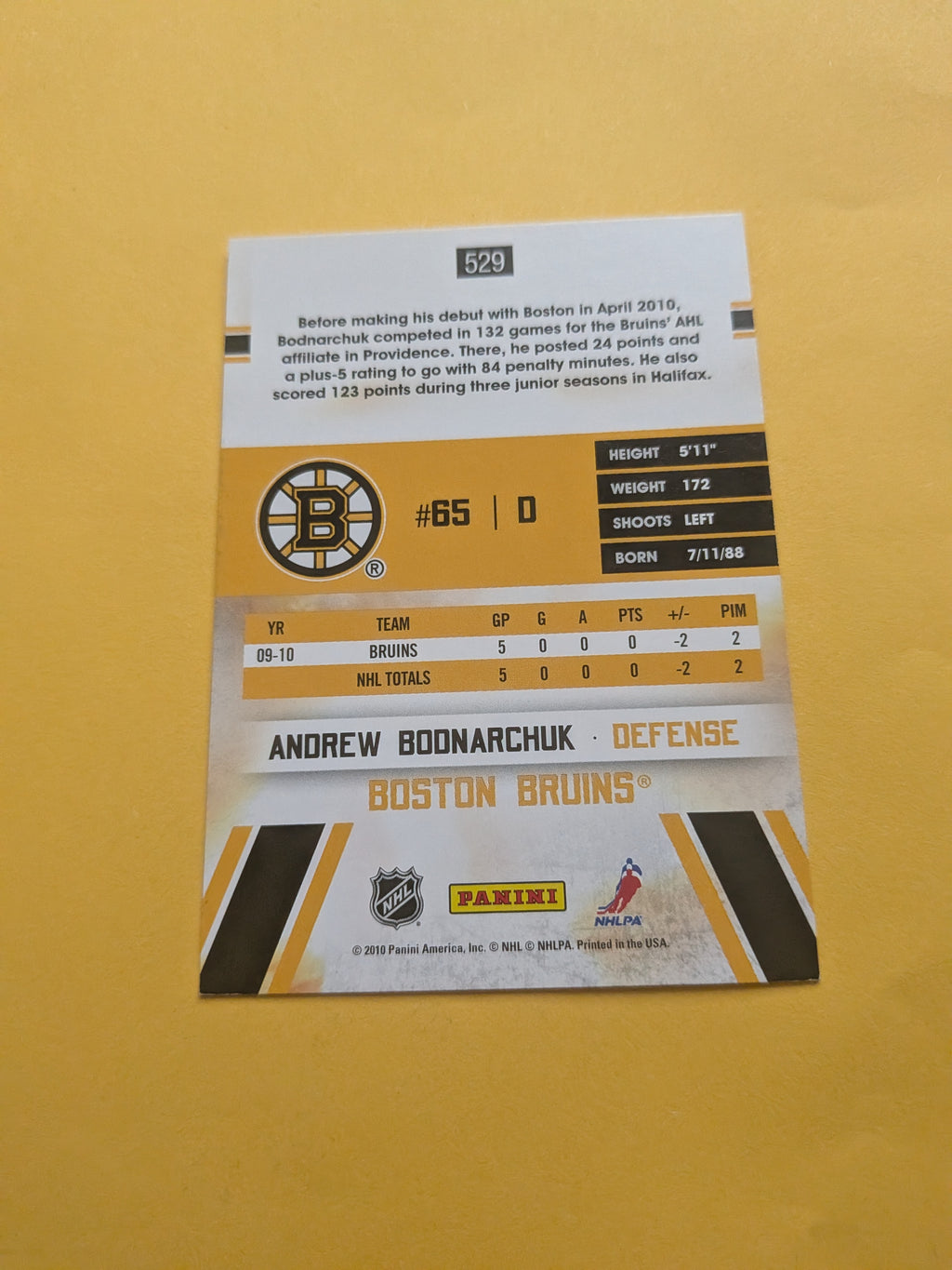 Andrew Bodnarchuk Signed Boston Bruins Rookie Card