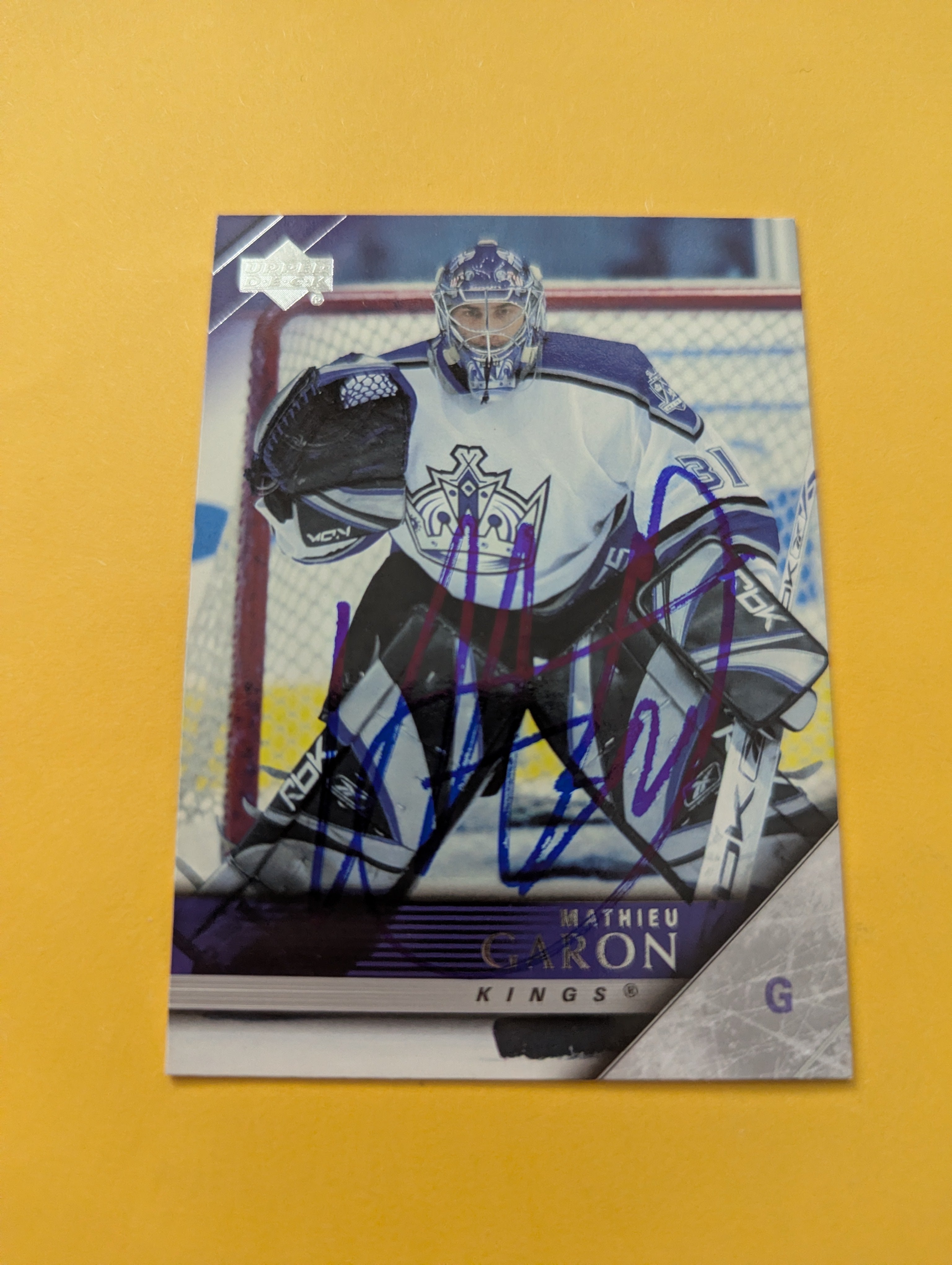 Mathieu Garon Signed Los Angeles Kings Card