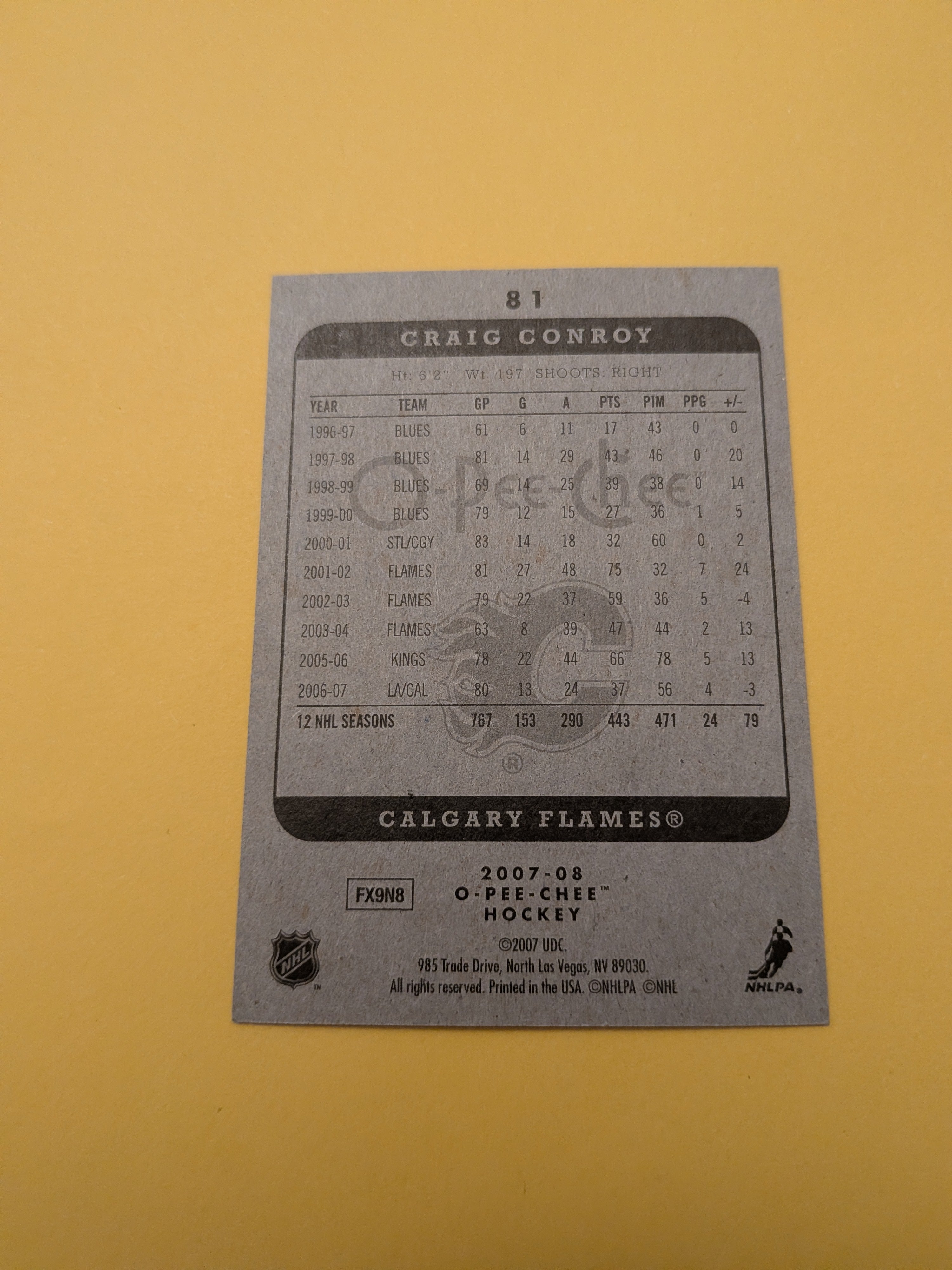 Craig Conroy Signed Calgary Flames Card G