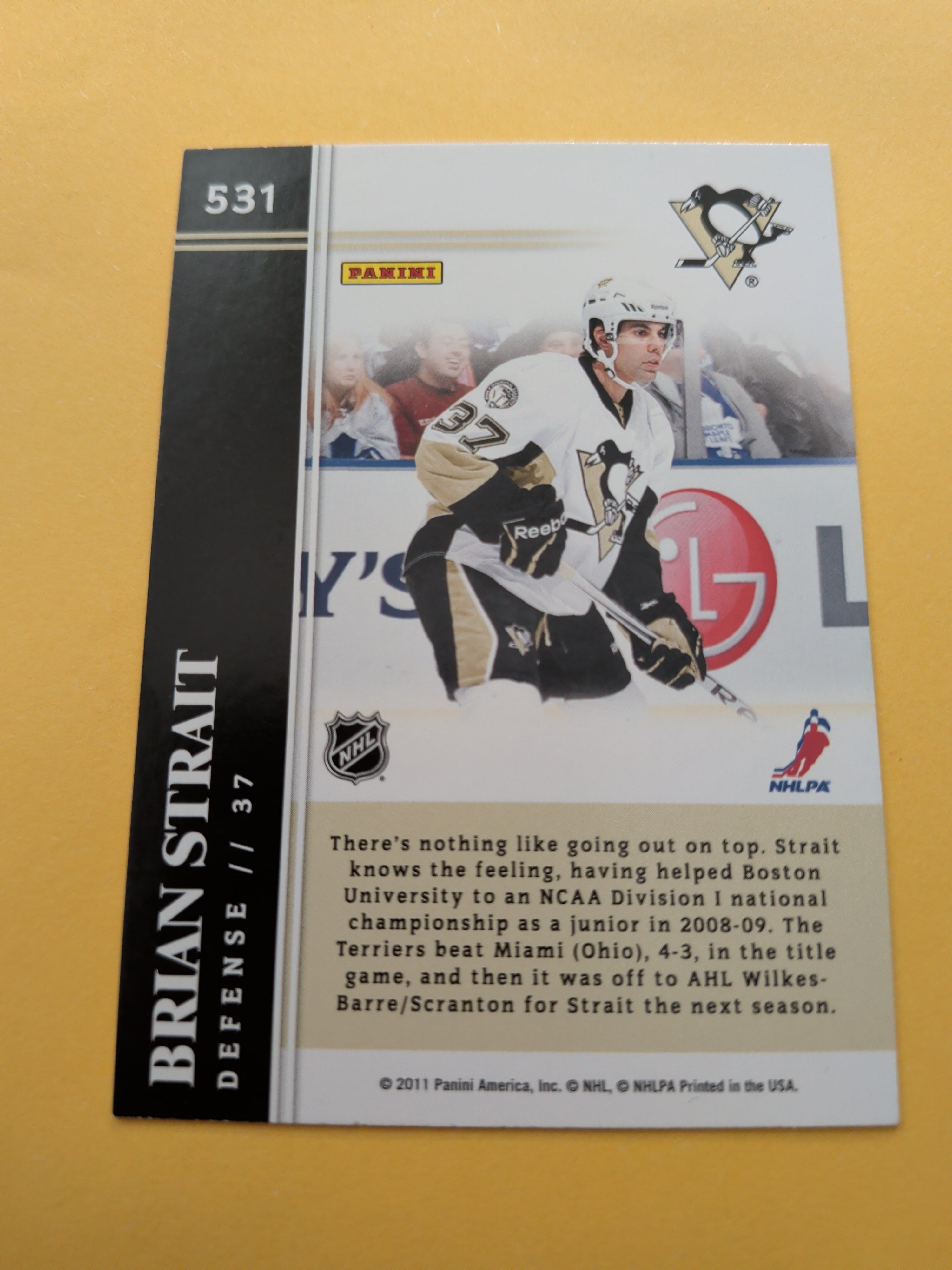 Brian Strait Signed Pittsburgh Penguins Rookie Card D