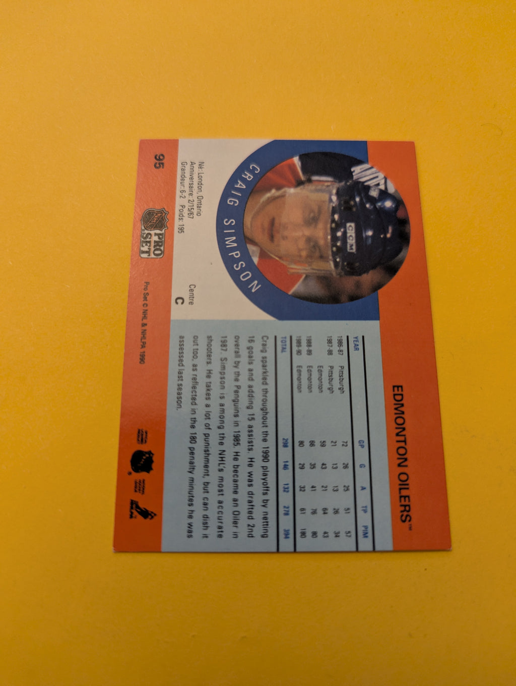 Craig Simpson Signed Edmonton Oilers Card