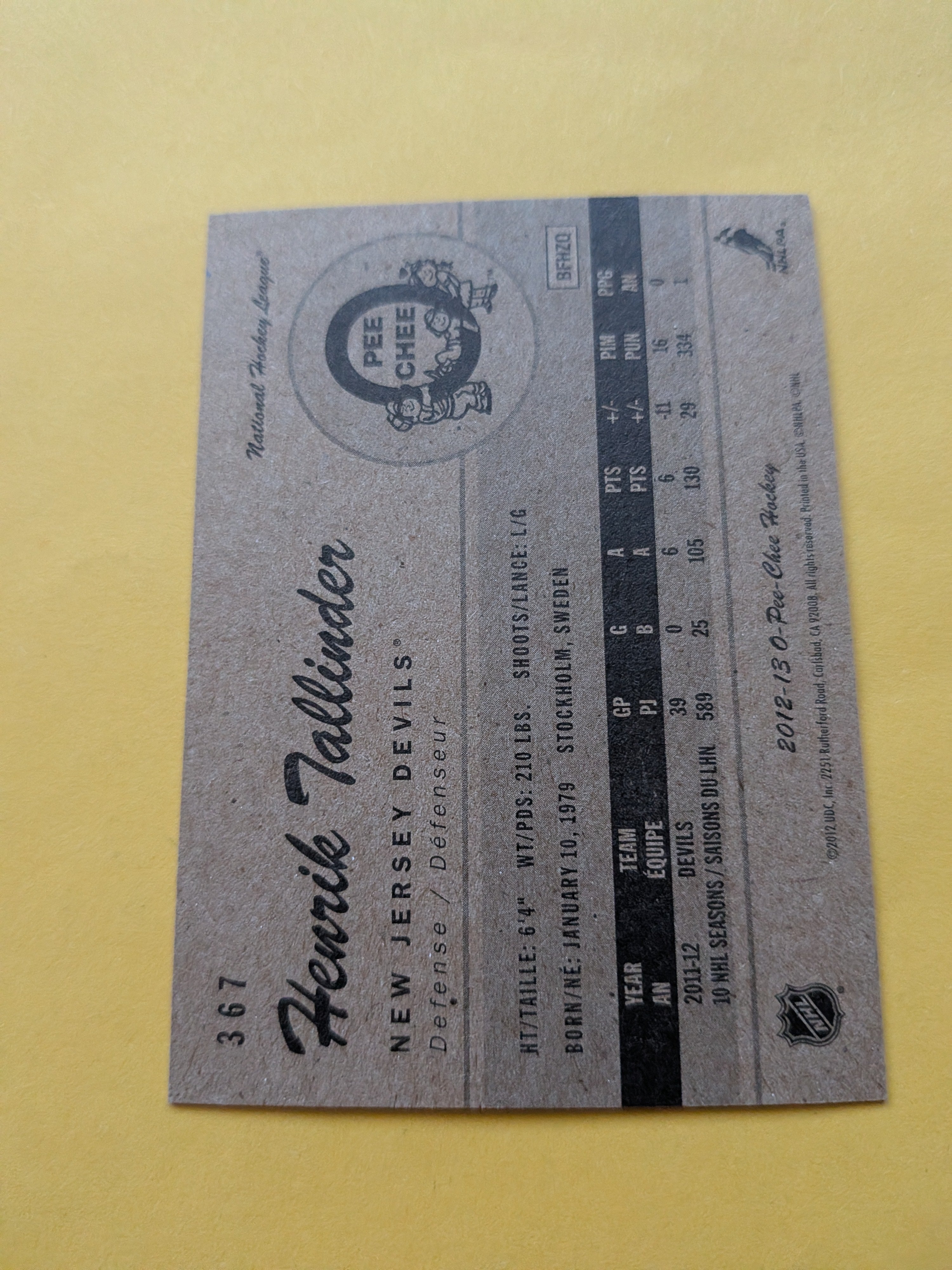 Henrik Tallinder Signed New Jersey Devils Card D