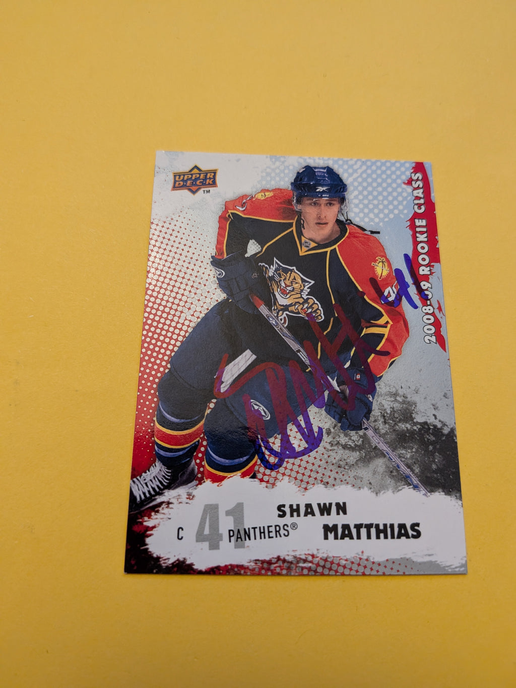 Shawn Matthias Signed Florida Panthers Rookie Card B
