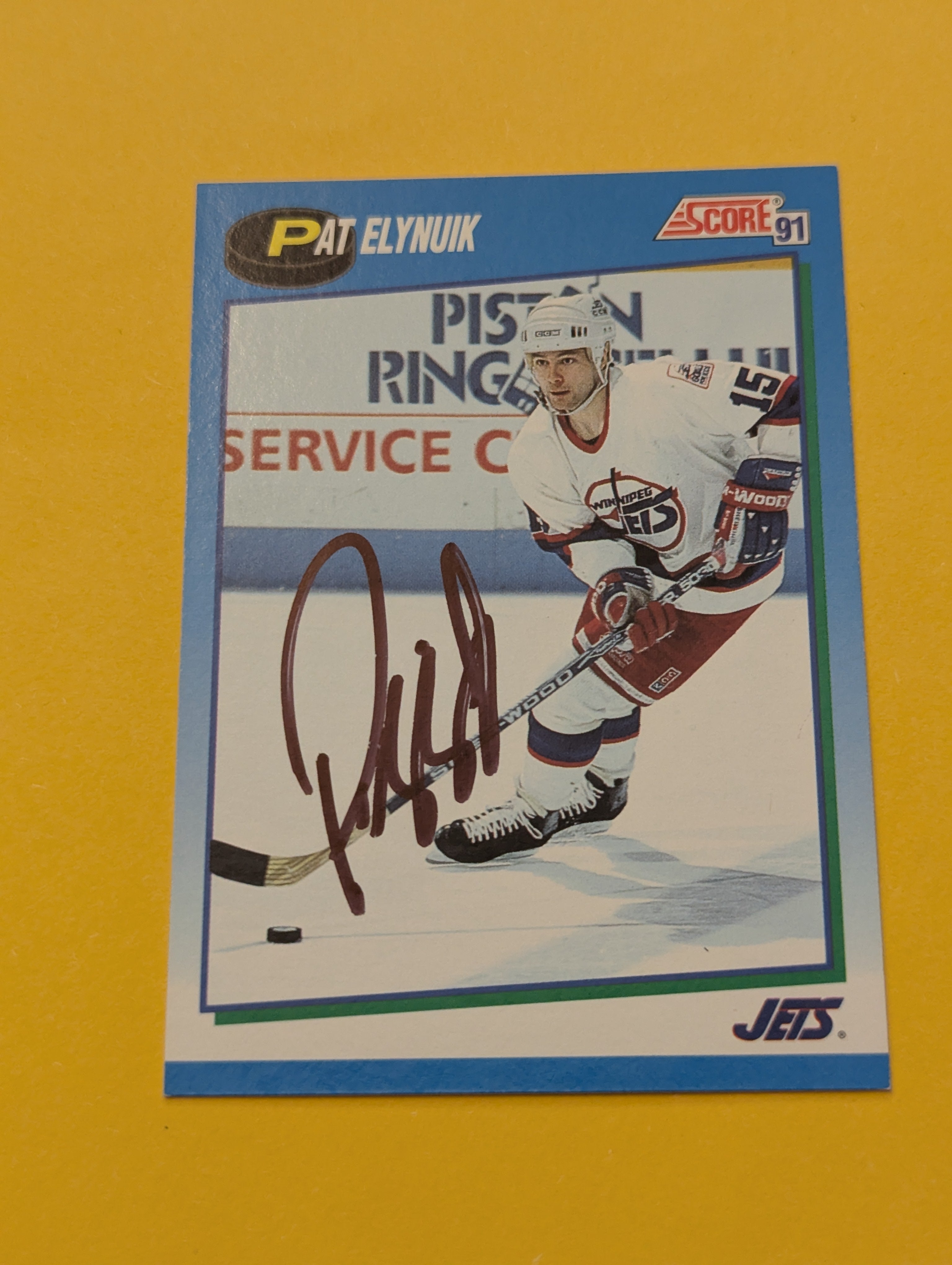 Pat Elynuik Signed Winnipeg Jets Card